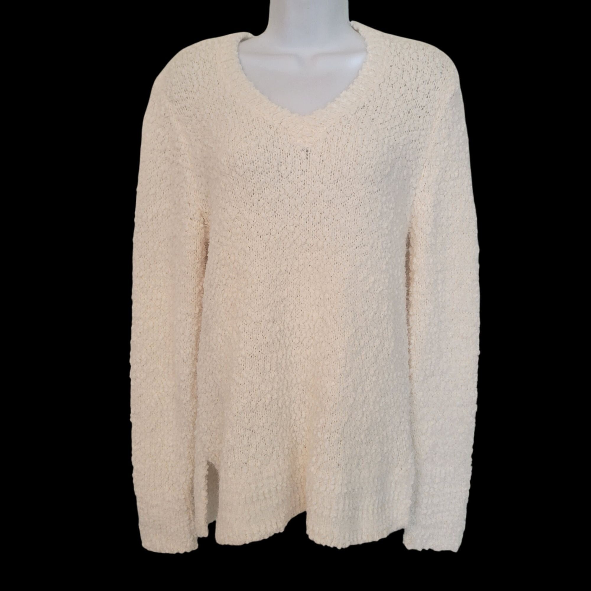 Other Cato Sweater S Egret Boucle Knit Pullover V Neck Cozy Layeri Size S / US 4 / IT 40 - 1 Thumbnail
