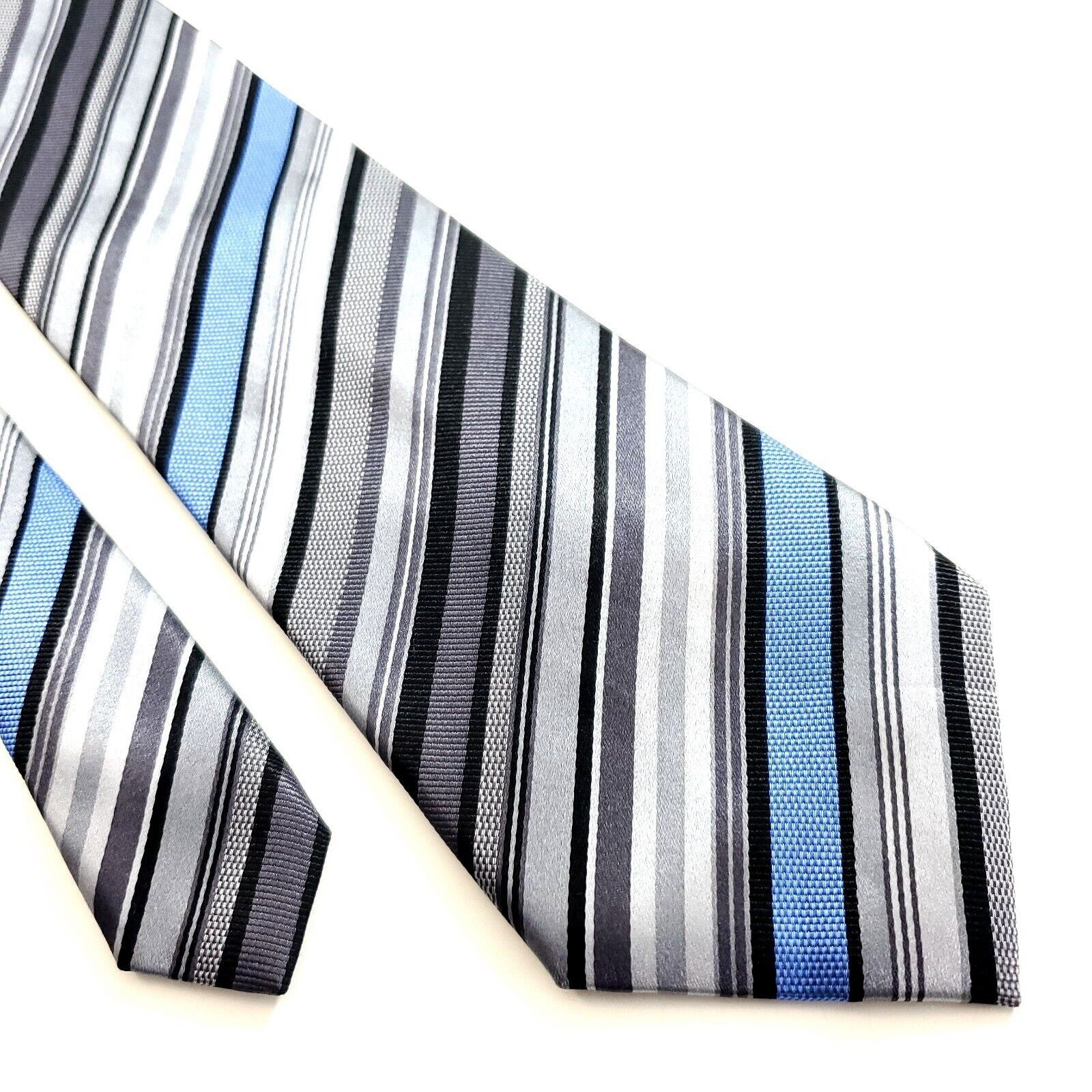 Dockers Dockers Stain Resistant Gray Woven Striped Blue Silk Tie Size ONE SIZE - 1 Thumbnail