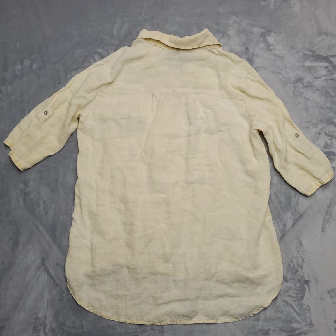 Vintage JS Millenium Shirt Womens L Yellow Linen Tunic Coastal Button-Up 3/4 Sleeve Collared Bohemian Nature Casual Women Size L / US 10 / IT 46 - 7 Thumbnail