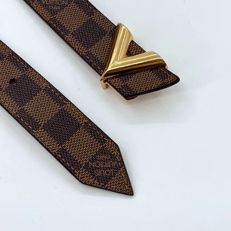 Louis Vuitton Louis Vuitton Dark brown V-button checkerboard belt Size ONE SIZE - 4 Thumbnail