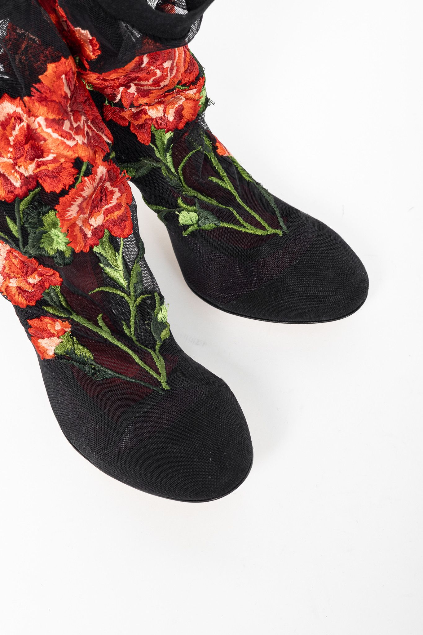 Dolce & Gabbana Dolce & Gabbana SS15 Runway Floral Mesh Suede Booties Size US 8.5 / IT 38.5 - 6 Thumbnail