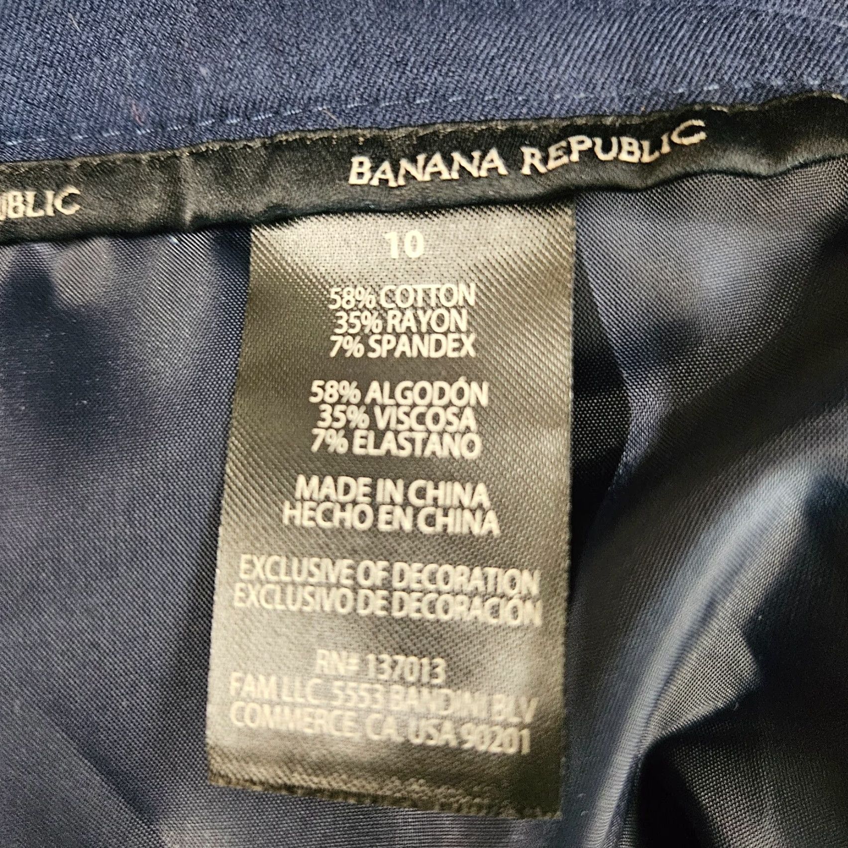 Banana Republic Banana Republic Womens Cropped Pants Sz 10 Blue Mid Rise Cotton Blend Size 32" / US 10 / IT 46 - 6 Thumbnail