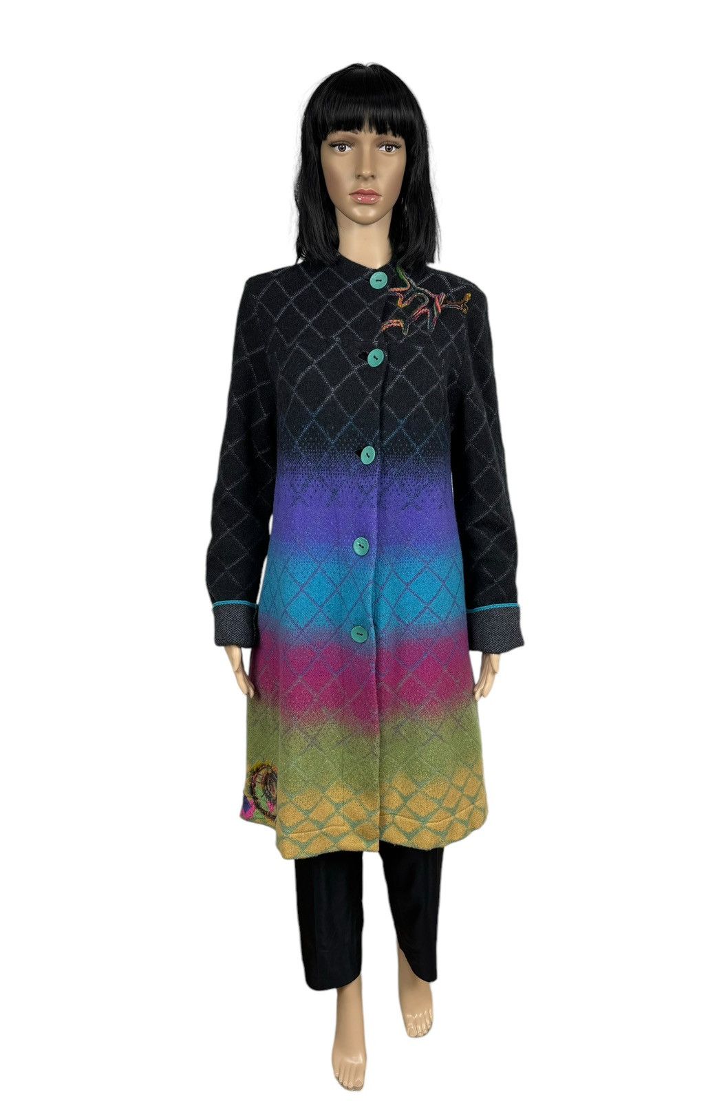 Designer Ivko Woman Wool Knit Coat Multicolor Embroidered size M Size M / US 6-8 / IT 42-44 - 2 Thumbnail