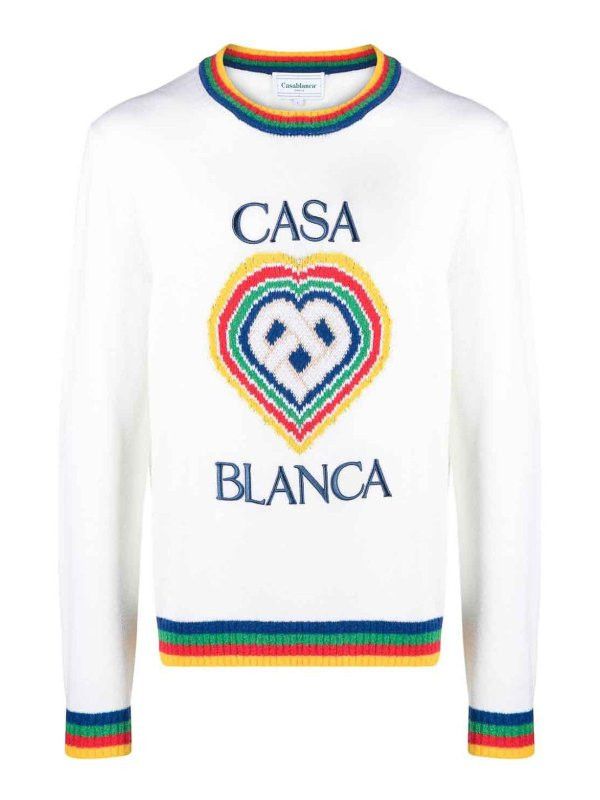 Casablanca o1mle0326 Heart Boucle Brand Jumper Sweater in White Size US XXL / EU 58 / 5 - 1 Thumbnail