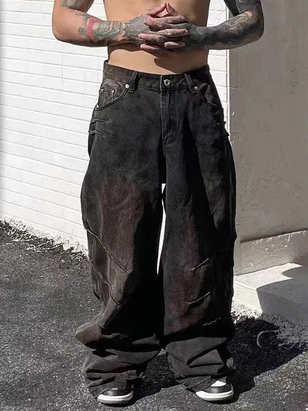 Jean nezawa x Asano Embroidered Baggy Wide Leg Flare Denim Jeans Size US 30 / EU 46 - 6 Thumbnail