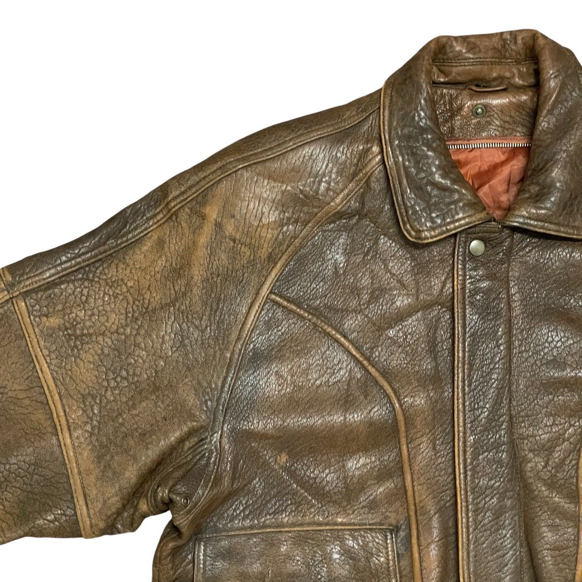Vintage Vintage 90s Distressed Brown Sheep Leather A-2 Bomber Jacket Size US L / EU 52-54 / 3 - 5 Thumbnail