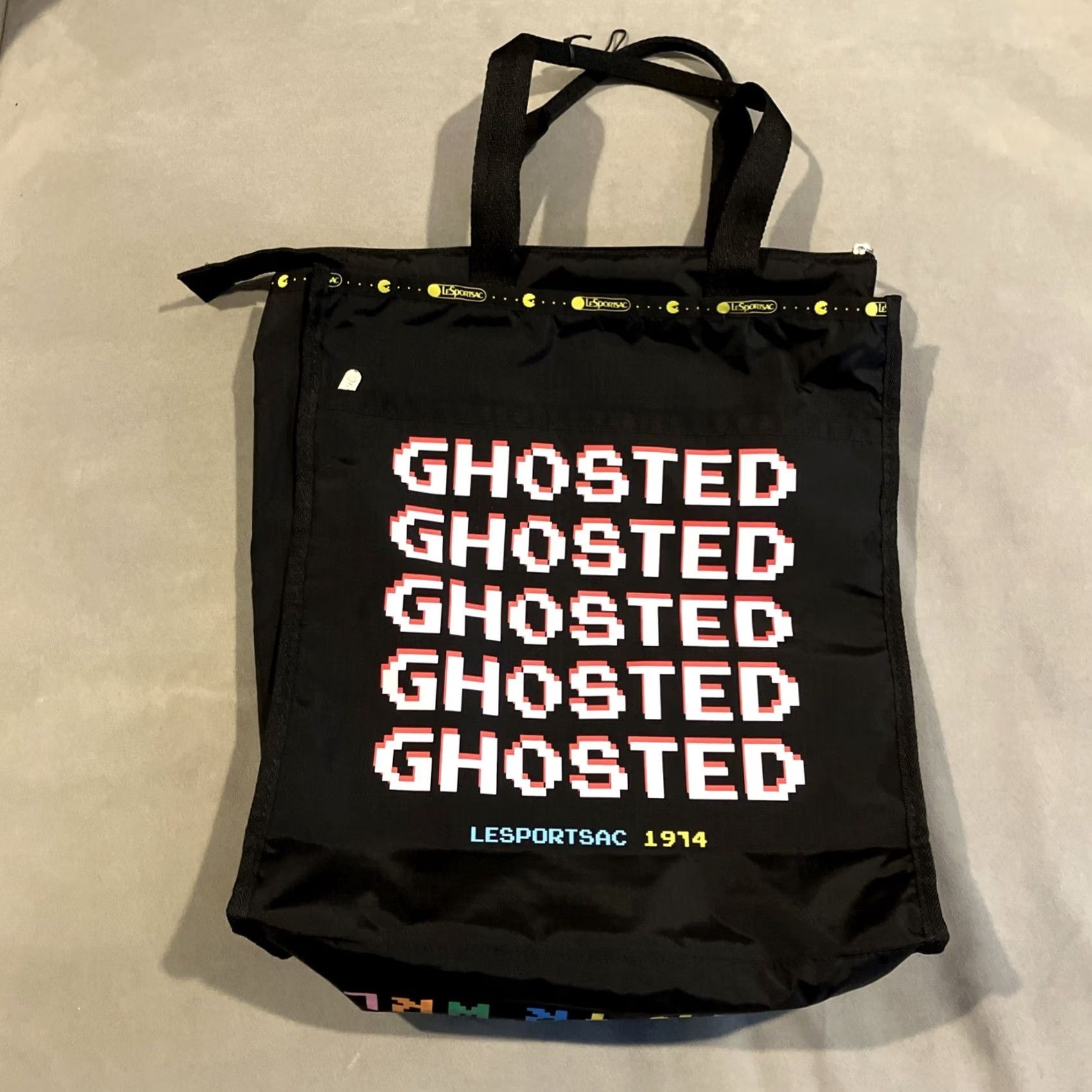 LeSportsac LeSportsac Pac-Man GHOSTED Large Black Tote Bag Nylon Unisex Adults Tote Size ONE SIZE - 3 Thumbnail