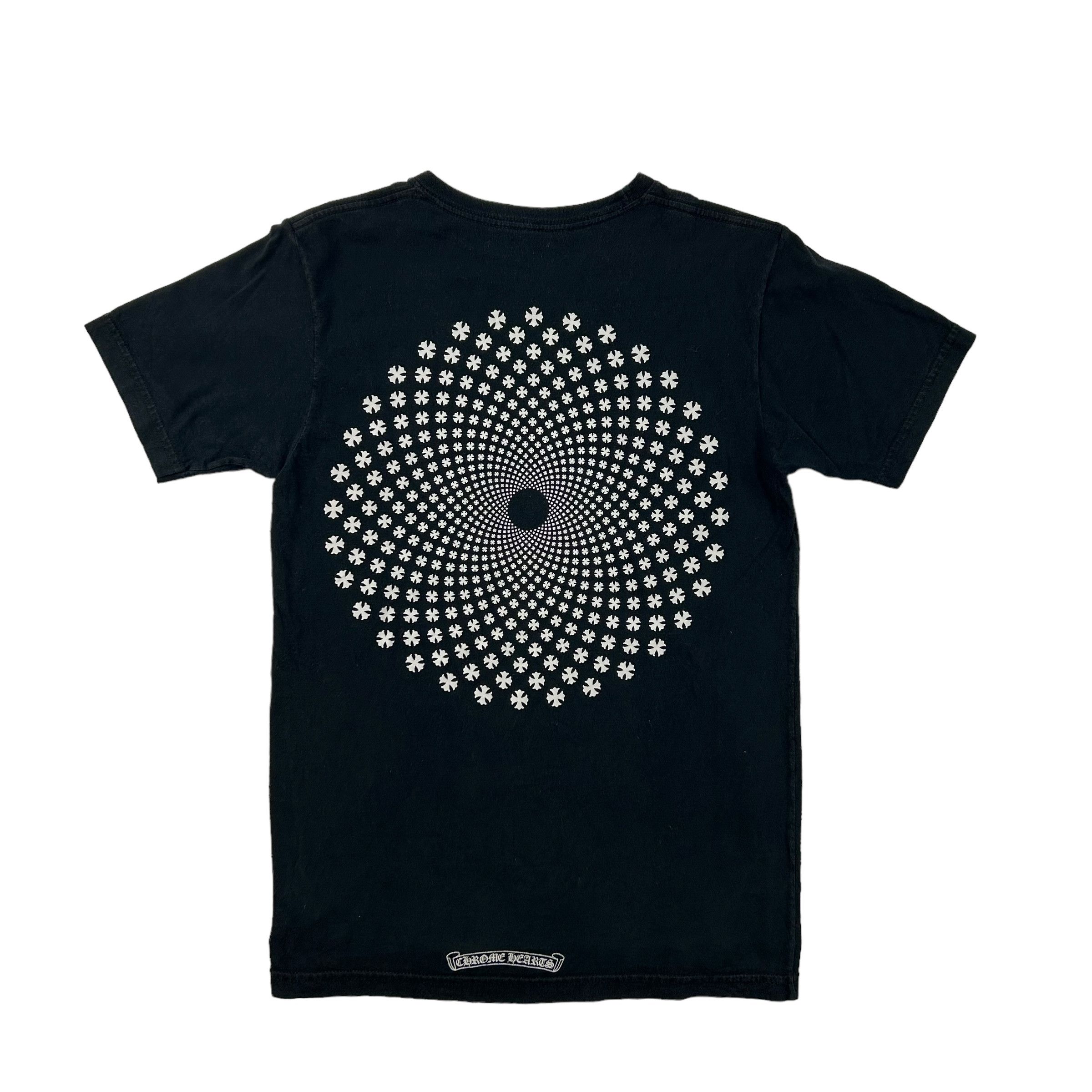 image of Chrome Hearts Chrome Heart Cross Pinwheel Hypnotize Logo Tee in Black, Men's (Size Small)