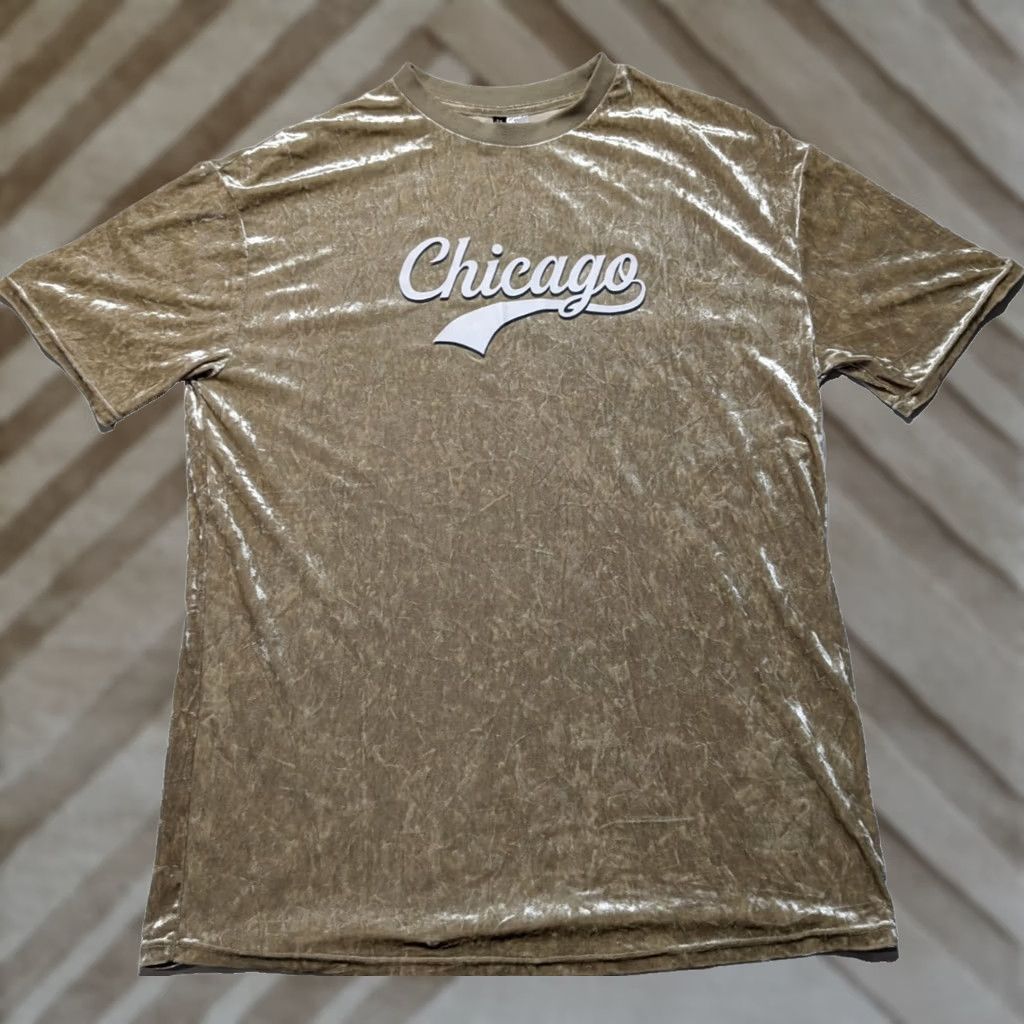 H&M DIVIDED by H&M CHICAGO GOLD CRUSHED VELVET - Women Medium T-Shirt Dress EUC Size M / US 6-8 / IT 42-44 - 1 Thumbnail