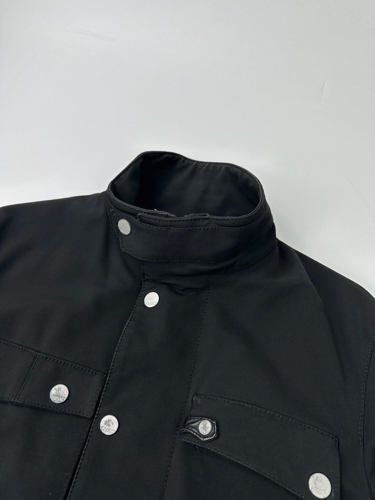 Versace Versace Early 00’s Black 4 Pockets High Collar Bomber Jacket Size US M / EU 48-50 / 2 - 2 Thumbnail