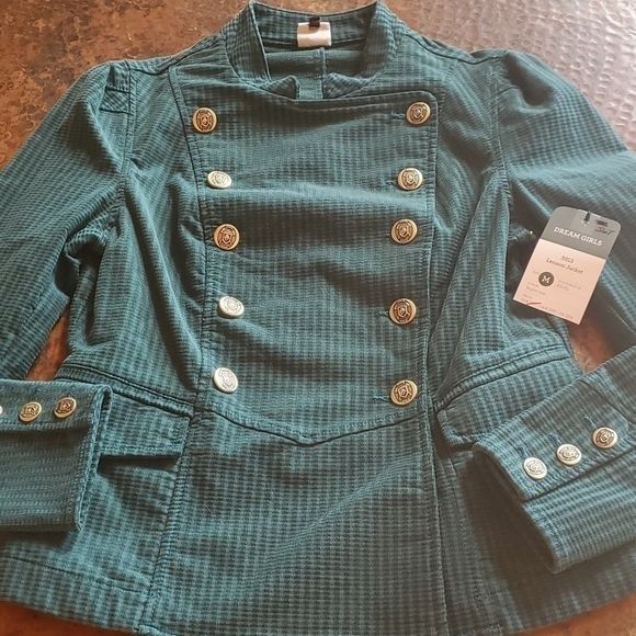 Vintage CAbi Lennon Jacket Legion Teal Green Corduroy Military Style Size M / US 6-8 / IT 42-44 - 2 Thumbnail