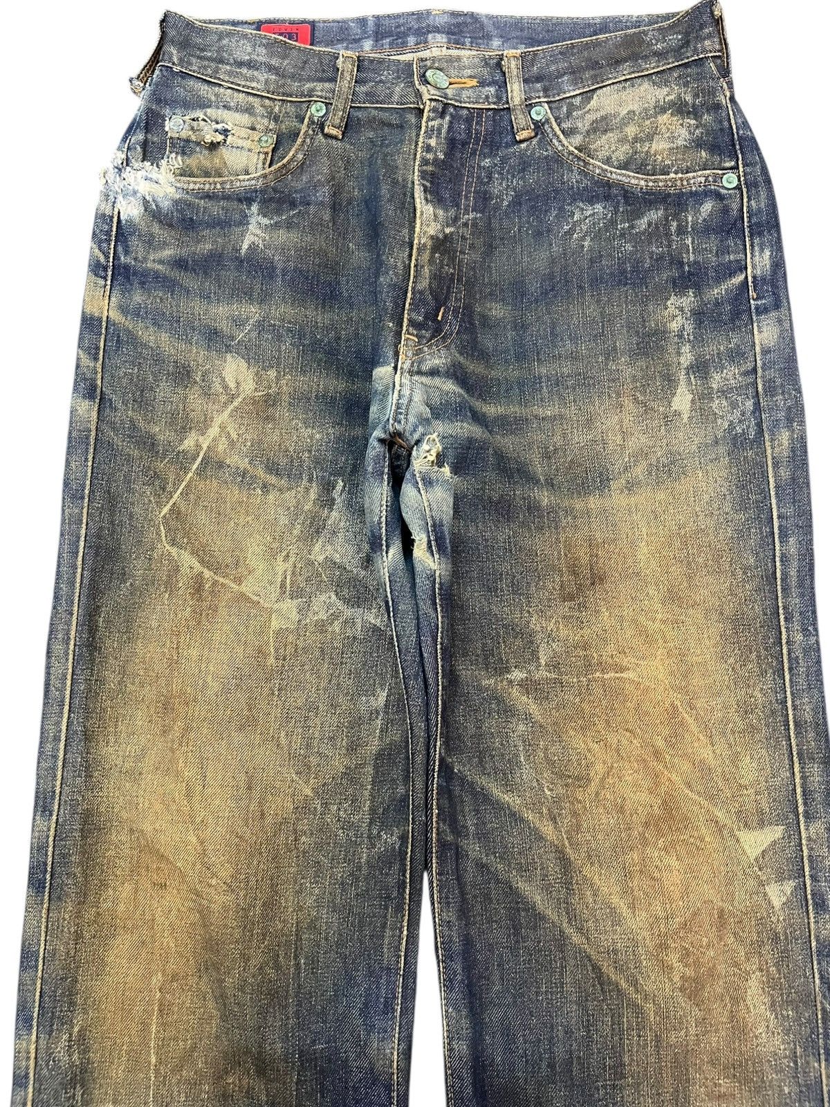 Edwin × POST ARCHIVE FACTION (PAF) Vintage Edwin 503 Regular Mudwash Distressed Denim Size US 29 - 2 Thumbnail