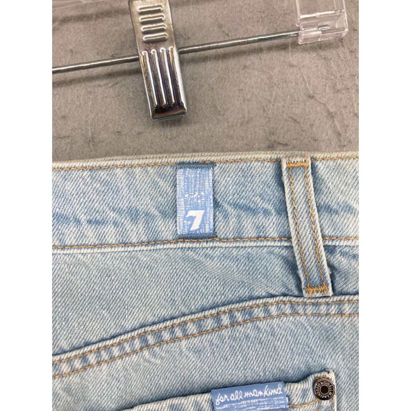 7 For All Mankind 7 For All Mankind Womens Denim Skirt 26 Raw Hem Fringe Mini 90s Bohemian Blues Color Denim Skirt Womens Mens?`` Size 26" / US 2 / IT 38 - 7 Thumbnail