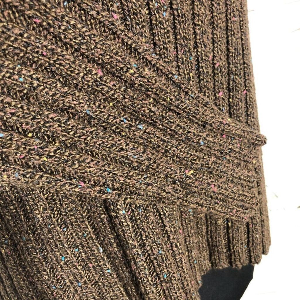 Vintage 90s Y2K ribbed knit brown cotton sweater stretchy Sz M L Size L / US 10 / IT 46 - 7 Thumbnail