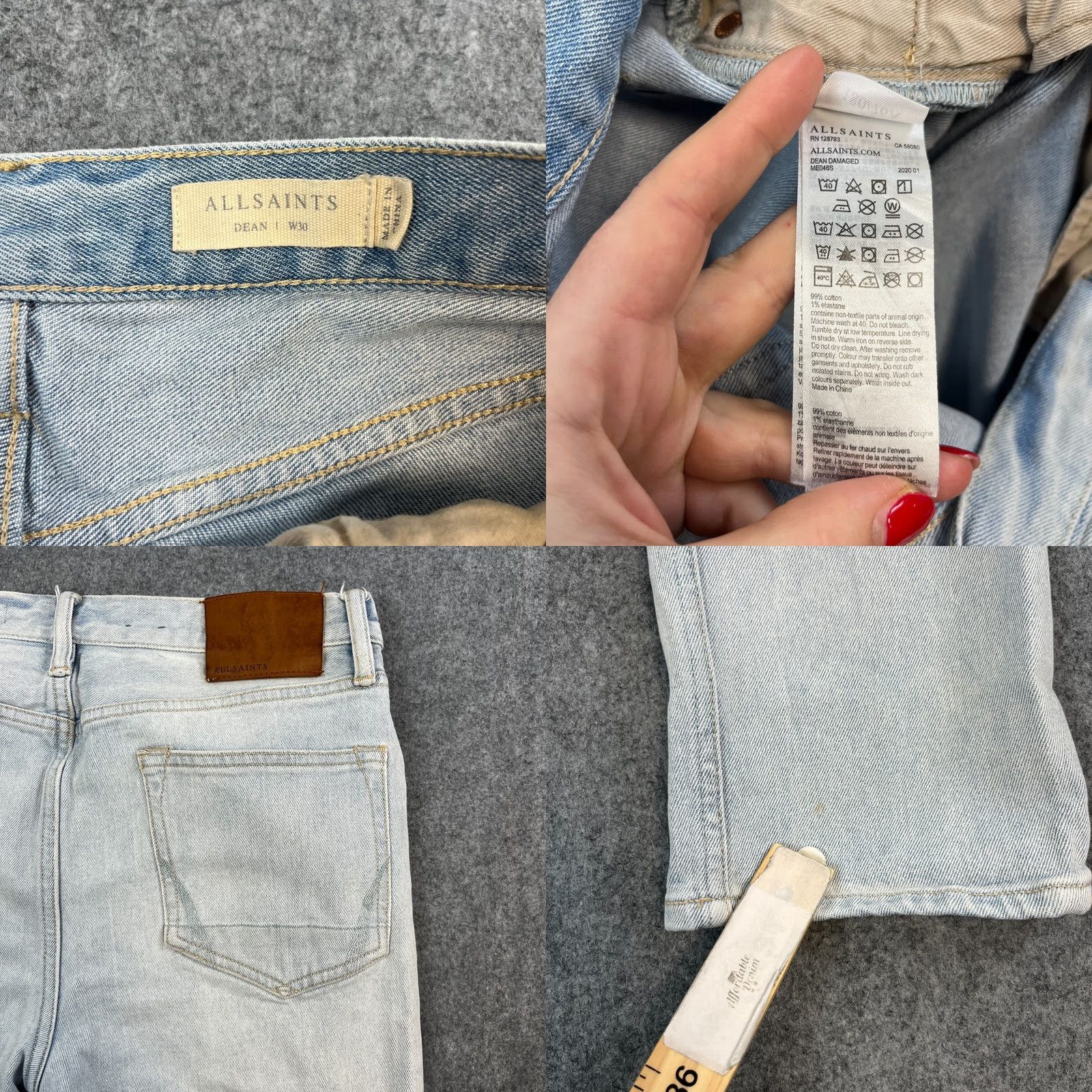 Allsaints AllSaints Jeans Slim Tapered Drop Crotch 30 28 Light Blue Stretch DEAN Mens Jeans Size US 30 / EU 46 - 8 Thumbnail