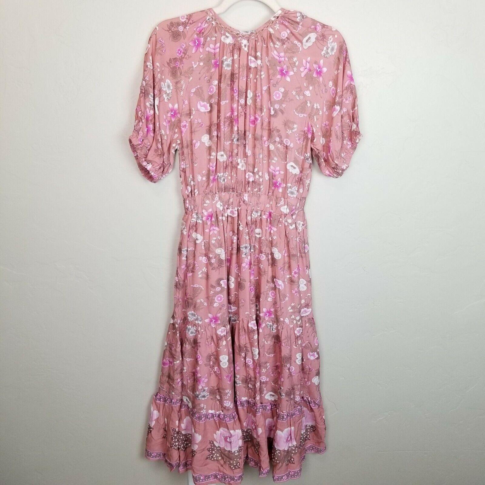Lululemon Lulu's Womens S Pink Floral Short Sleeve Midi Dress Cottage Size S / US 4 / IT 40 - 8 Thumbnail