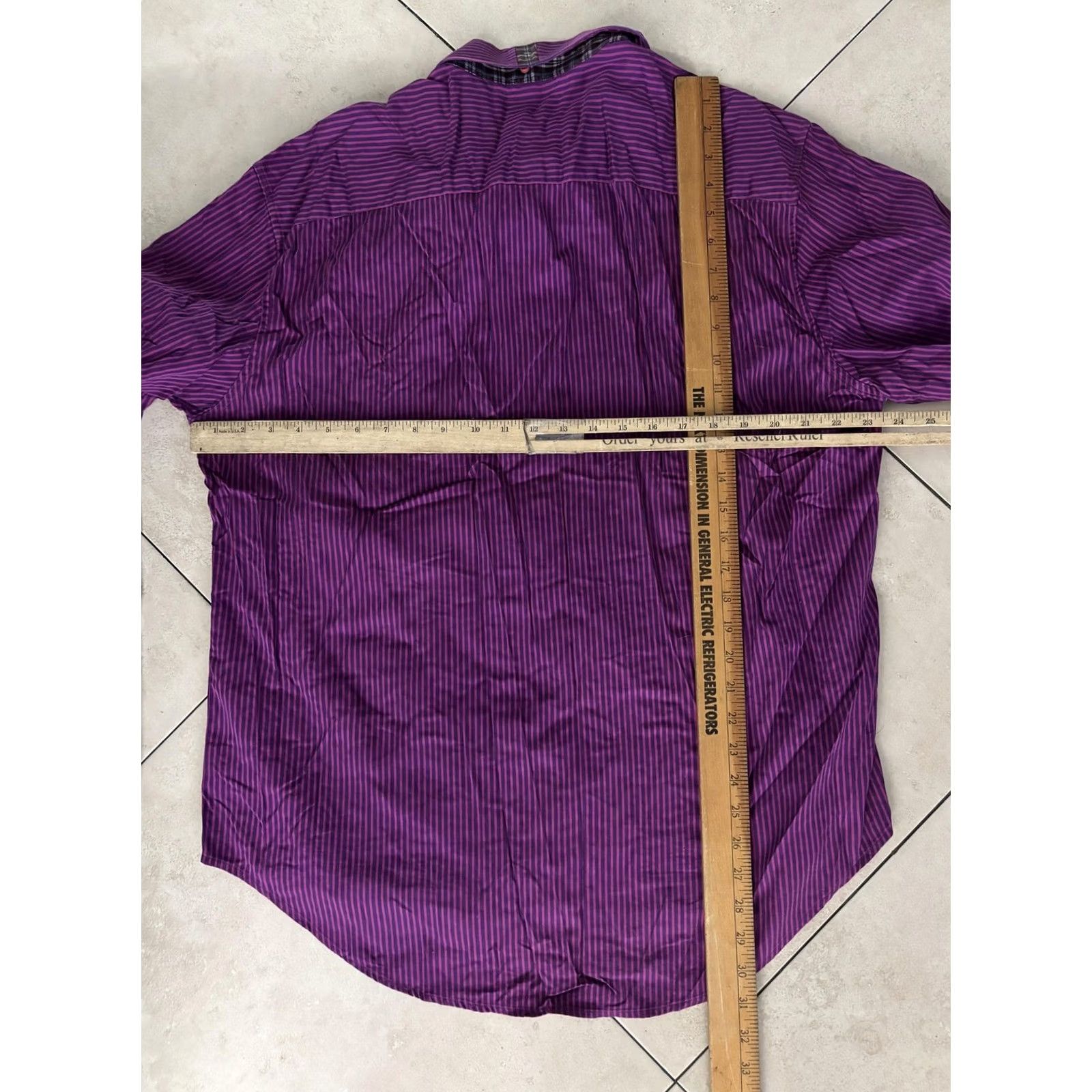 Robert Graham Robert Graham X Shirt Mens 2XL Purple Striped Button Front Contrast Cuff Trim Size US XXL / EU 58 / 5 - 7 Thumbnail