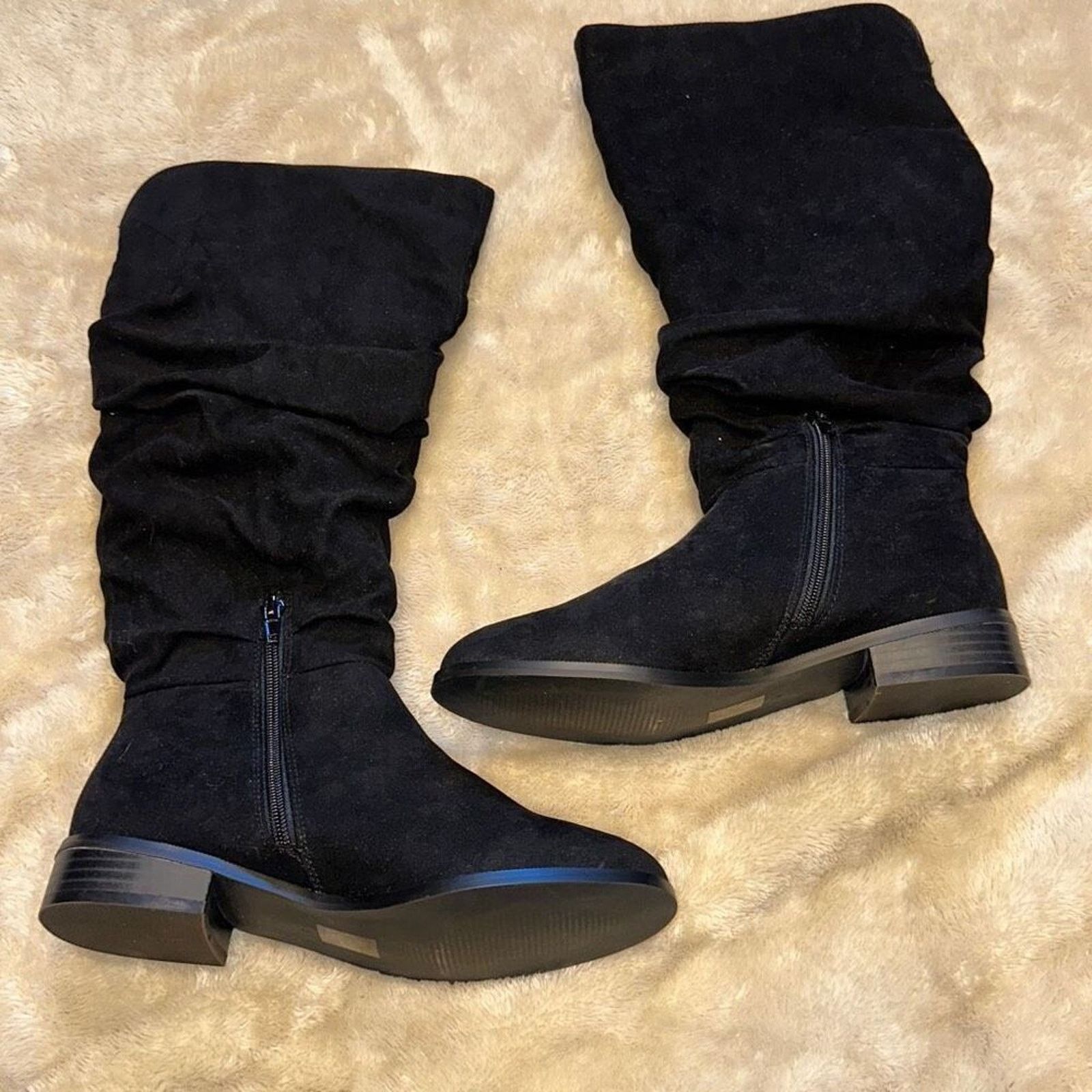 Other Black Slouchy Knee High Riding Boots Flat | Sz 5 UK Size US 7 / IT 37 - 2 Thumbnail