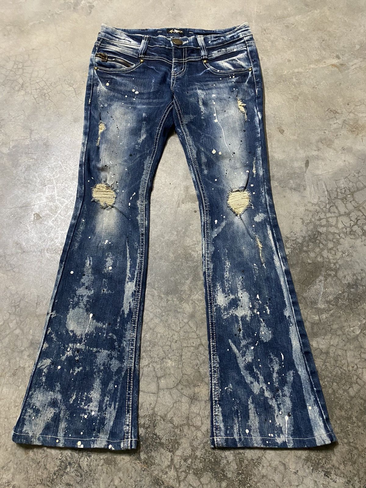 Hysteric Glamour × Japanese Brand Flare Jeans Maraxia Japan Asid Wash Denim p77 Size 29" - 9 Thumbnail