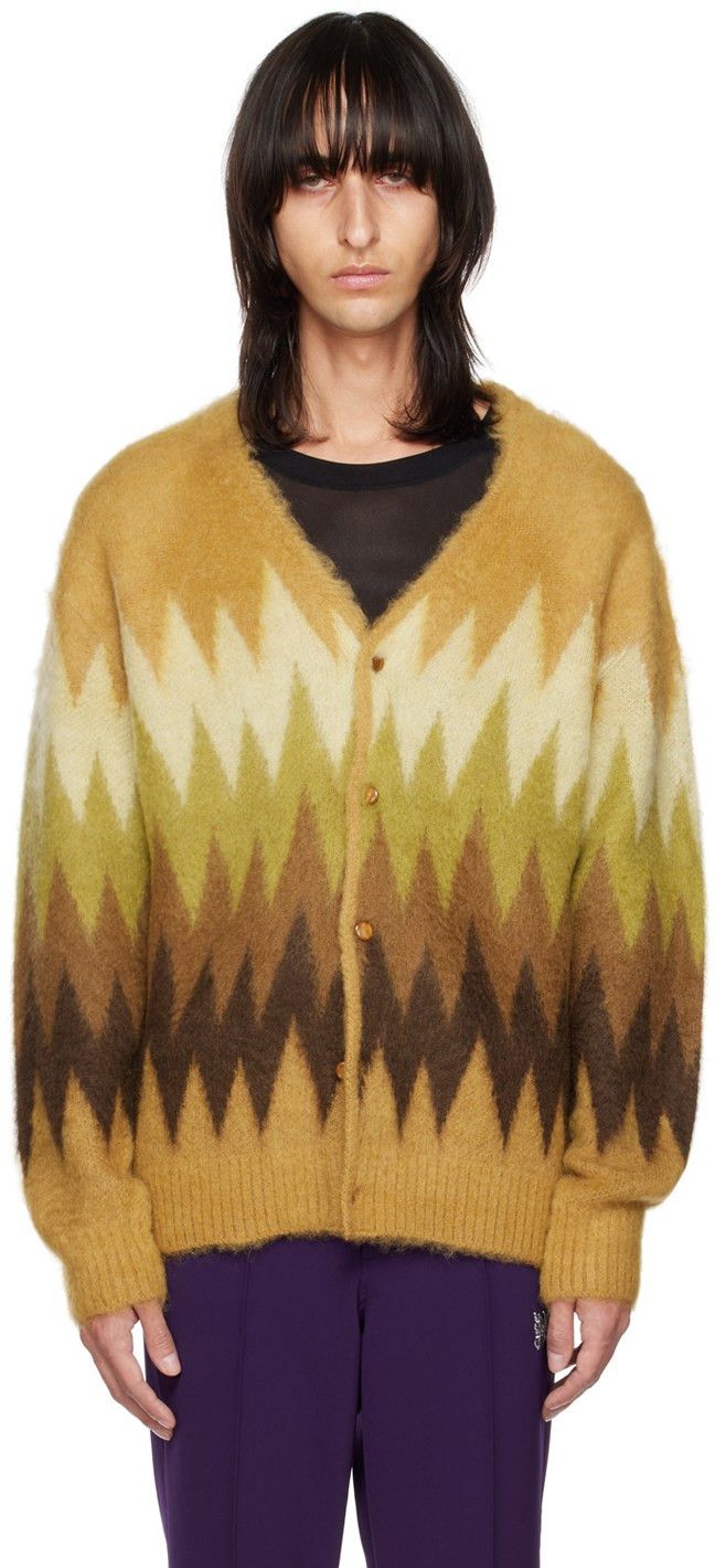 Needles Mohair Zig Zag Pattern Cardigan Sweater Size US L / EU 52-54 / 3 - 3 Thumbnail