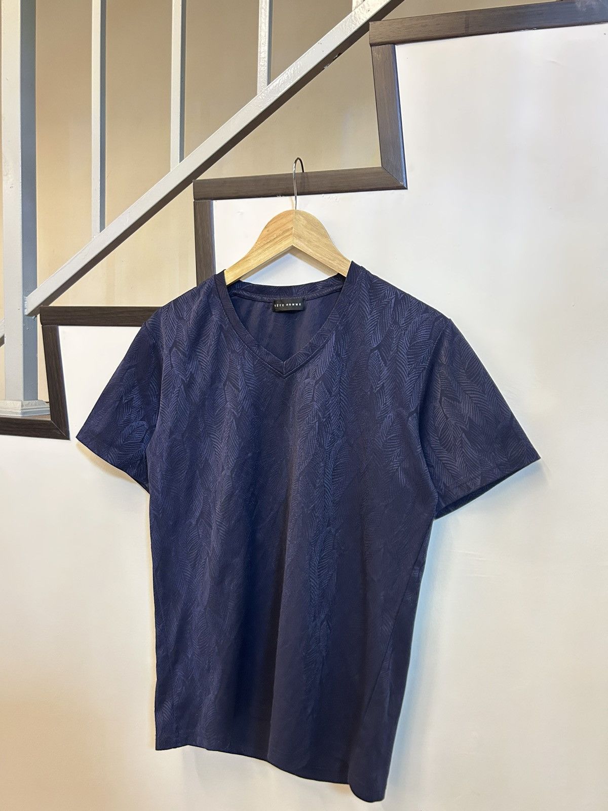 Tete Homme Tête Homme Japan Archive Textured Jacquard V-neck Tee Size US L / EU 52-54 / 3 - 4 Thumbnail