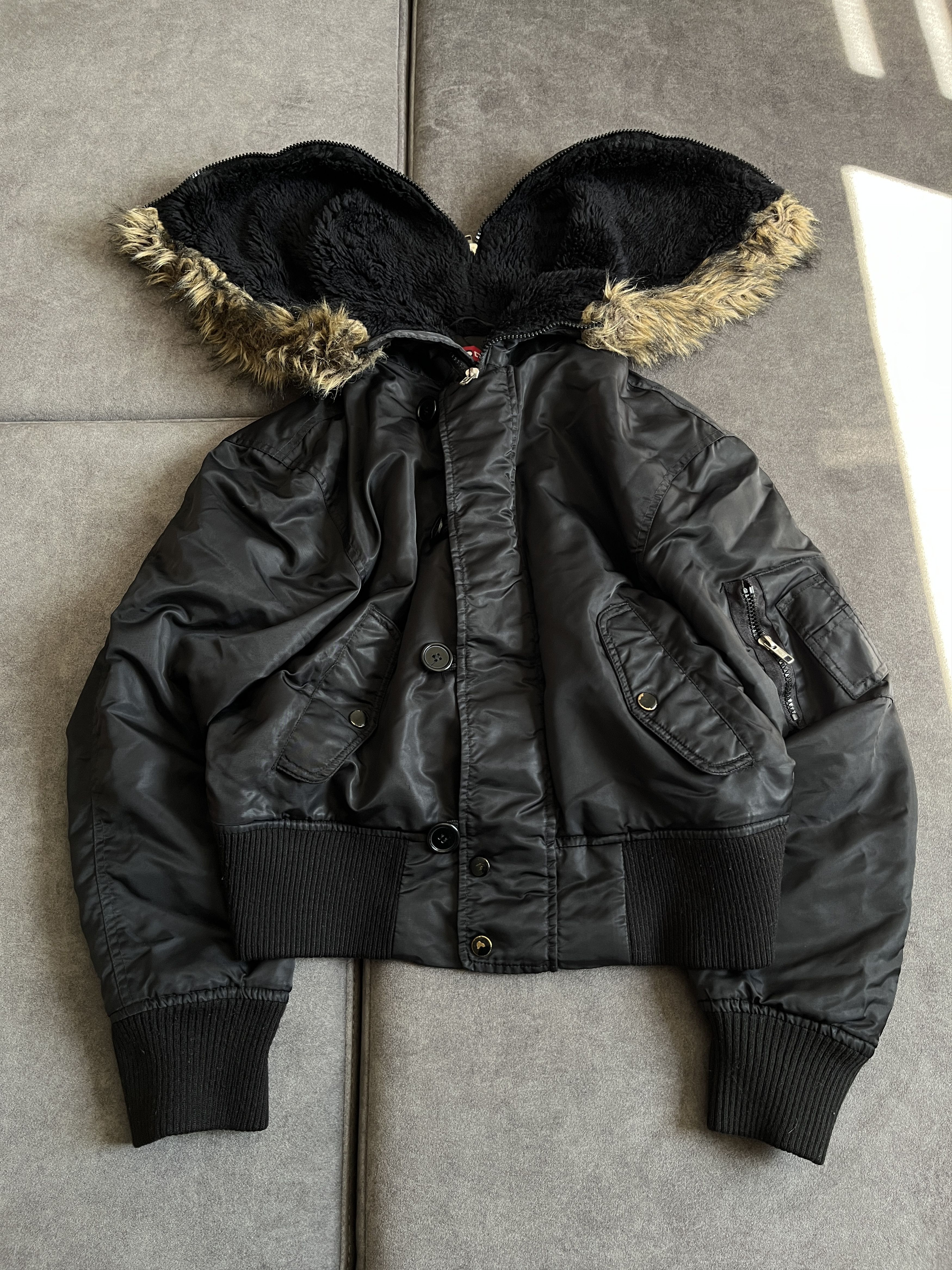 image of Vintage Avant Garde If Six Was Nine Style Japanese Jacket Fur Hood in Black, Men's (Size Medium)