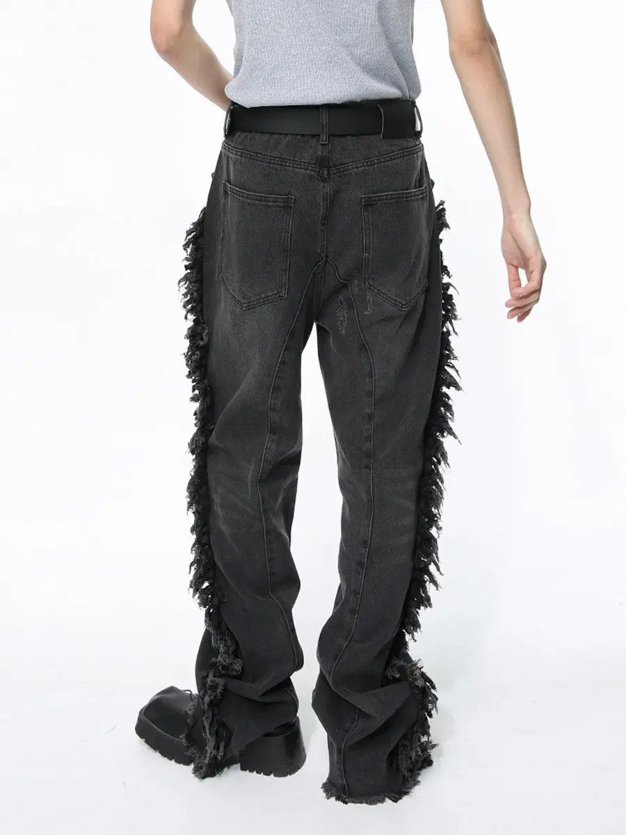 Japanese Brand Retro loose fringed patchwork jeans Size US 32 / EU 48 - 4 Thumbnail