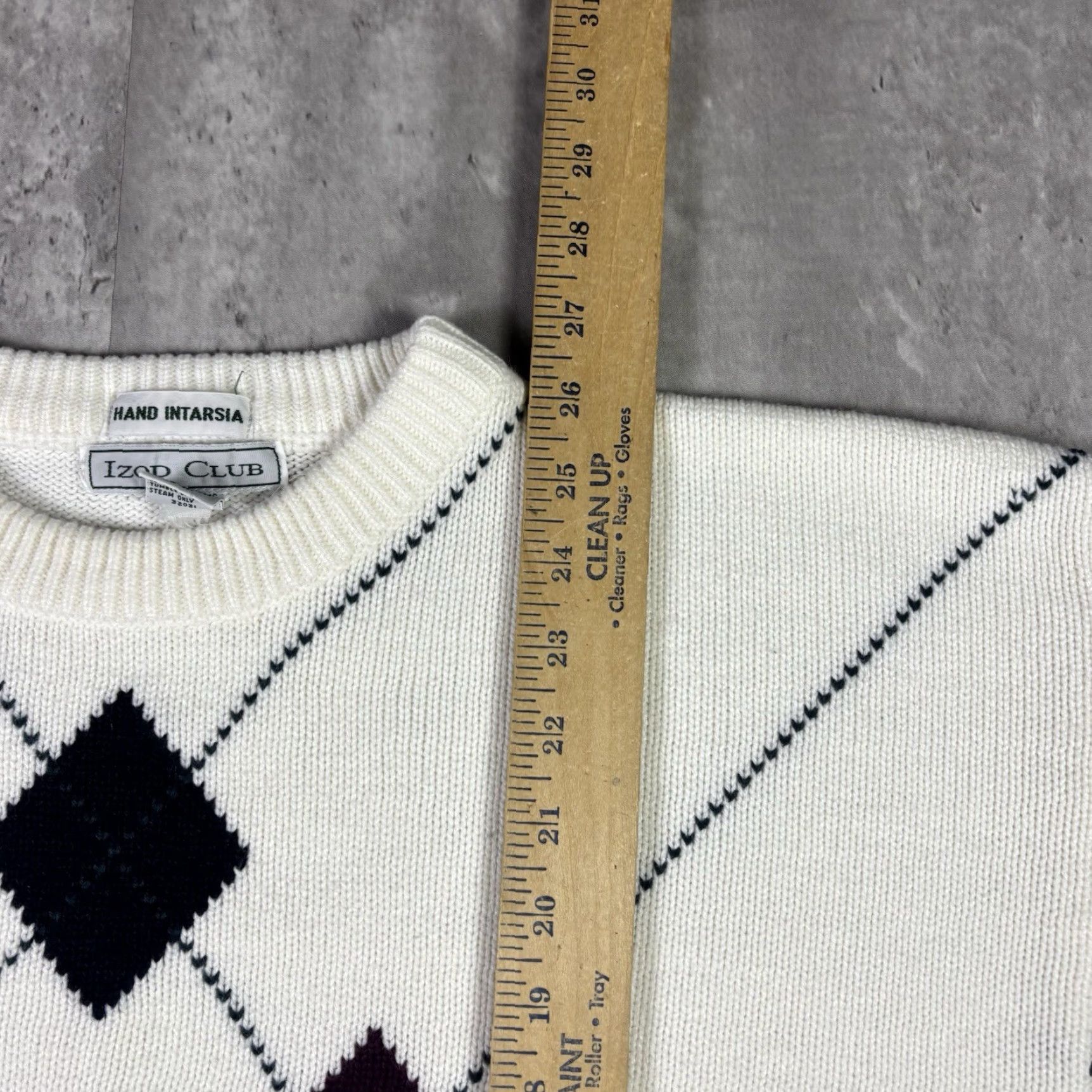 Izod VINTAGE Izod Club Knit Sweater Diamond Pattern Pullover Adult Medium 90s Mens Navy White Cotton Knit Crew Neck Long Sleeve Size US M / EU 48-50 / 2 - 4 Thumbnail