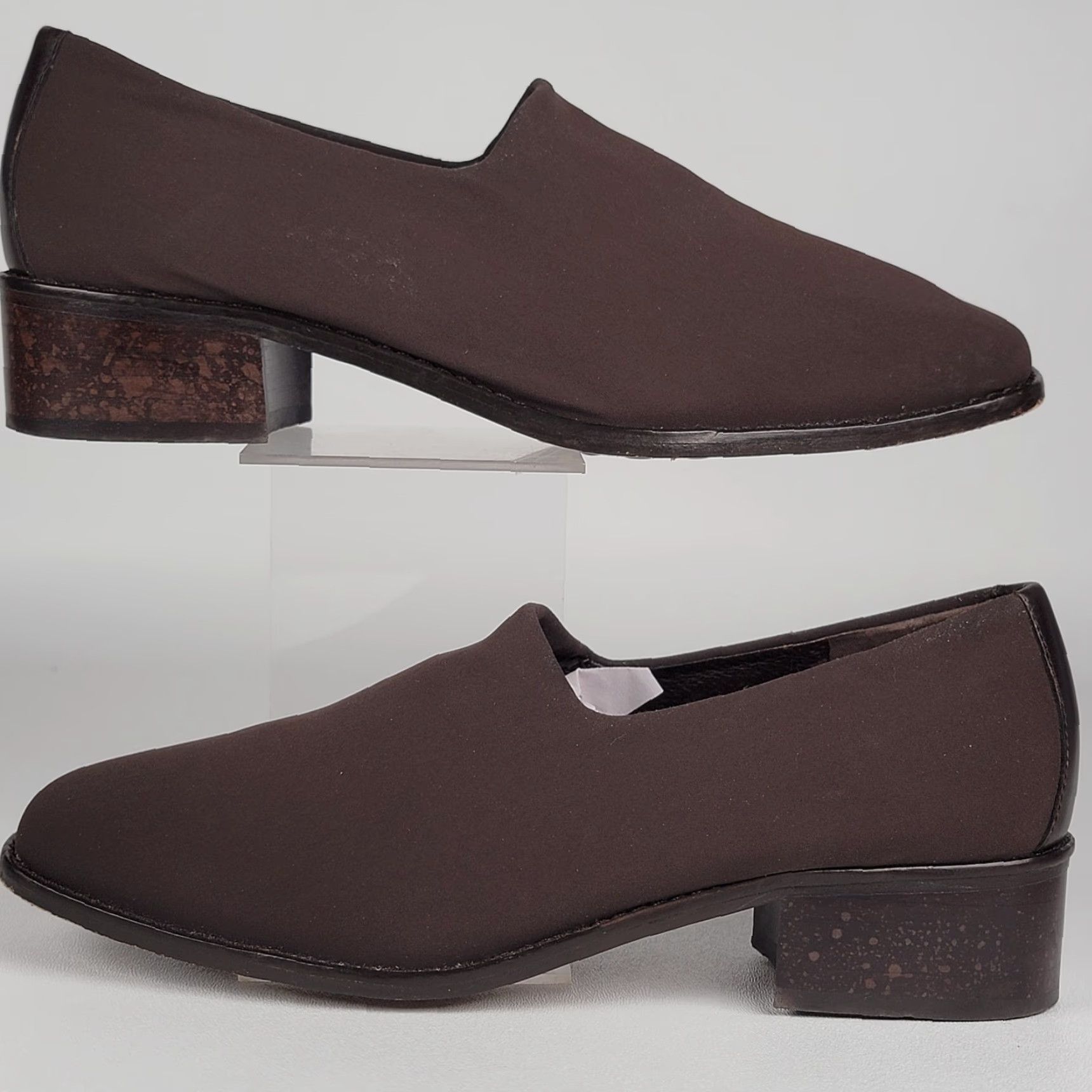 Donald Pliner Donald J Pliner Women's Brown Stretch Heel Pumps 6.5 M Slip On Block 1 3/4 in Spain Size US 7 / IT 37 - 5 Thumbnail