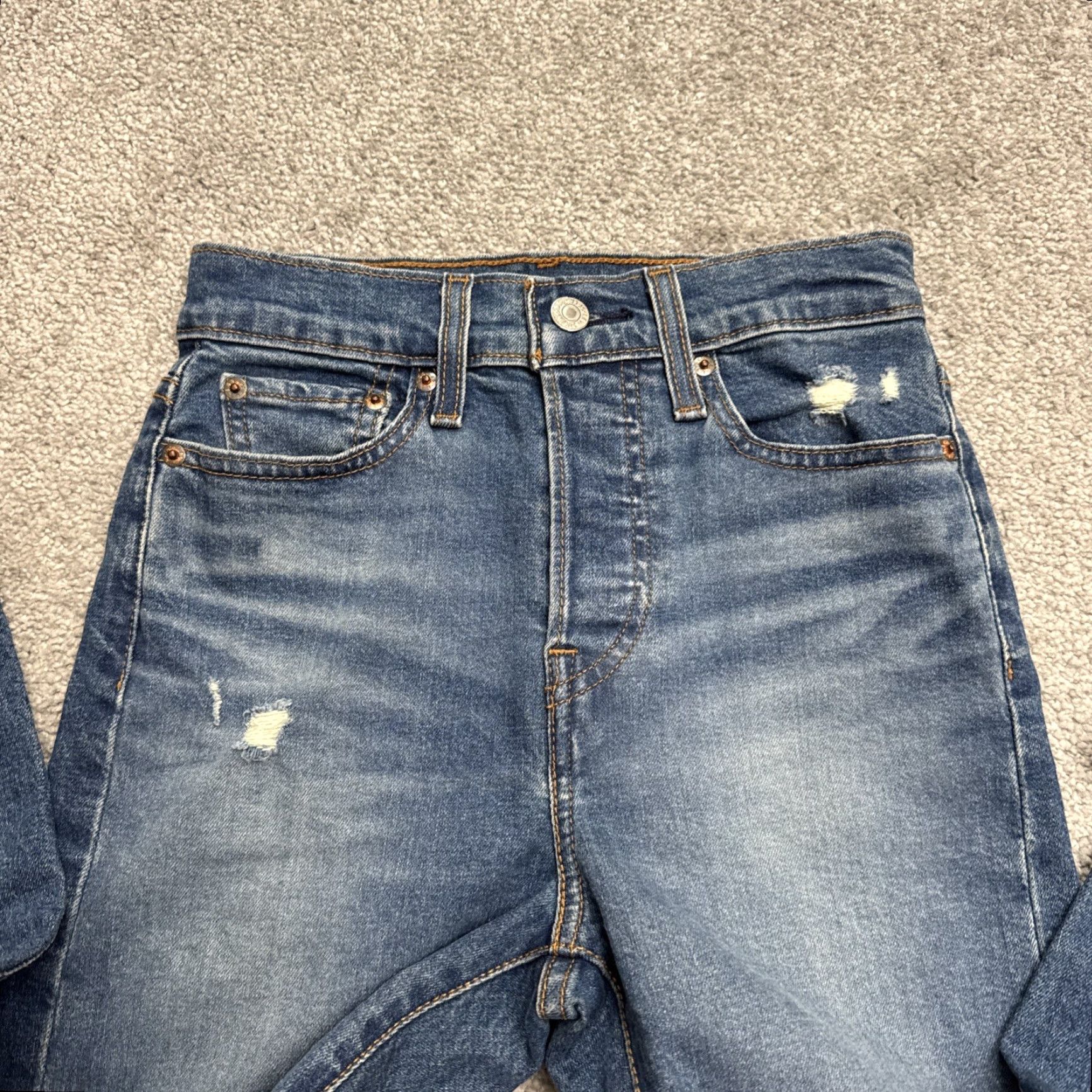 Levi's Levi’s Wedgie Skinny Distressed Denim Jeans Womens 25 Button Fly High Rise 24x26 Blue Jeans Size 42" / US 20 - 3 Thumbnail