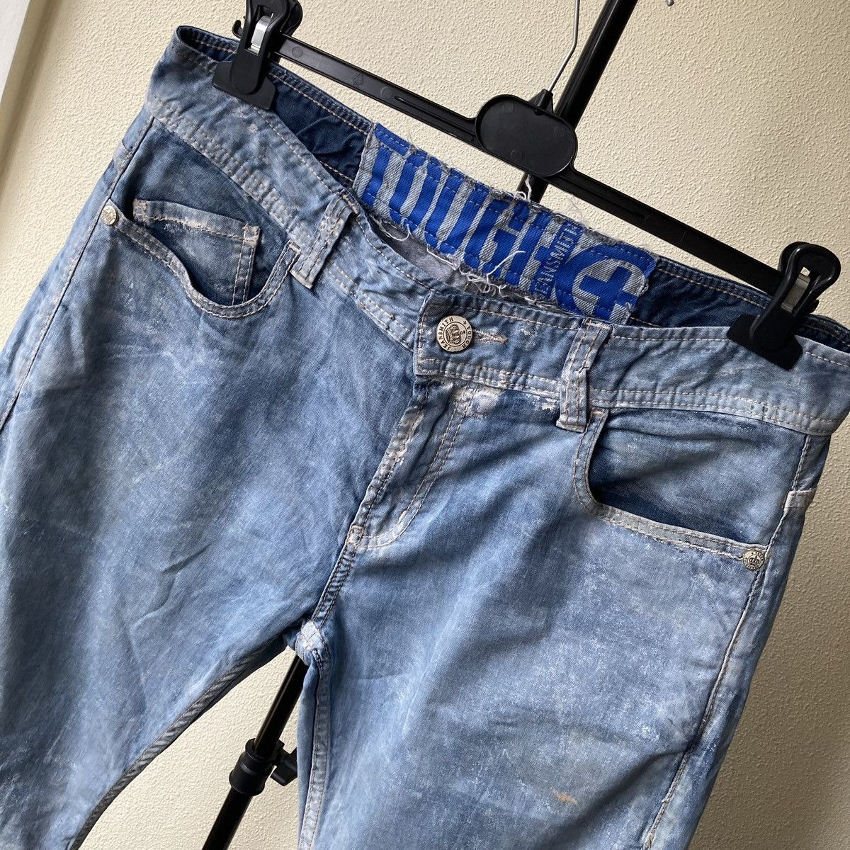 Vintage Japan Newspaper Tough Jeans Patchwork Size US 32 / EU 48 - 2 Thumbnail