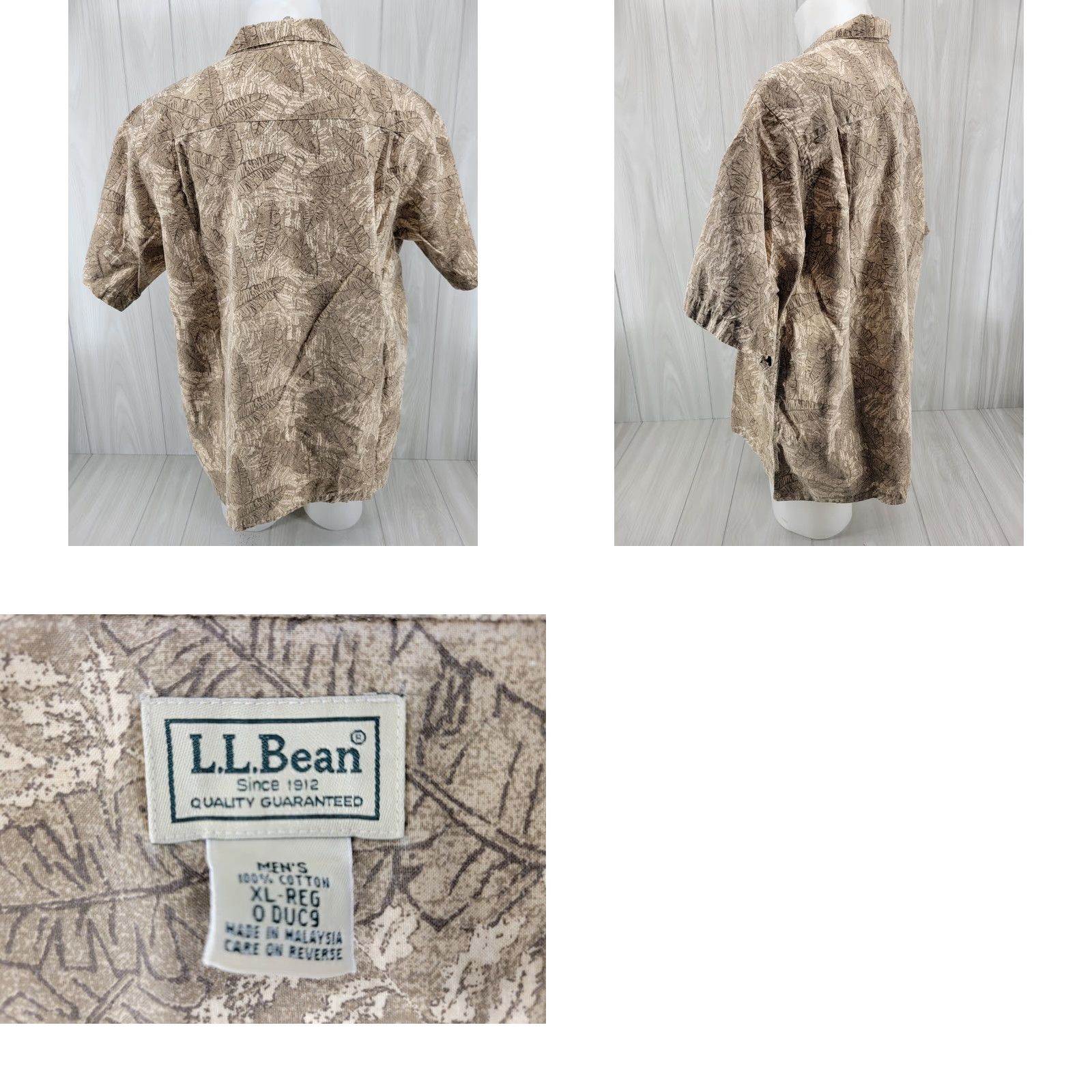 Vintage L.L. Bean Hawaiian Shirt Mens XL Reg Short Sleeve Button Up Tan Size US XL / EU 56 / 4 - 8 Thumbnail