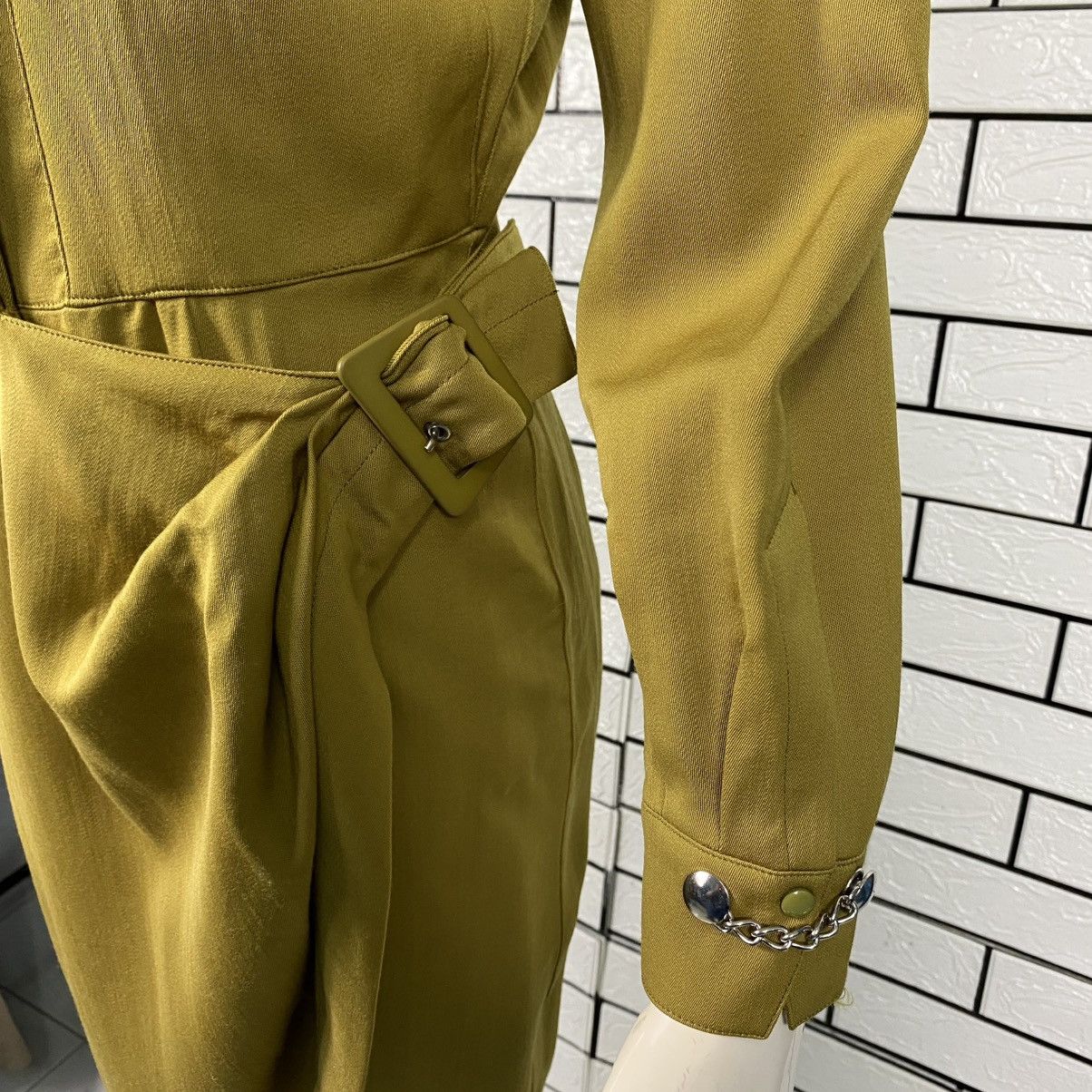 Thierry Mugler 🔥VINTAGE THIERRY MUGLER PARIS WRAP DRESS STRUCTURED CHAIN Size M / US 6-8 / IT 42-44 - 10 Thumbnail