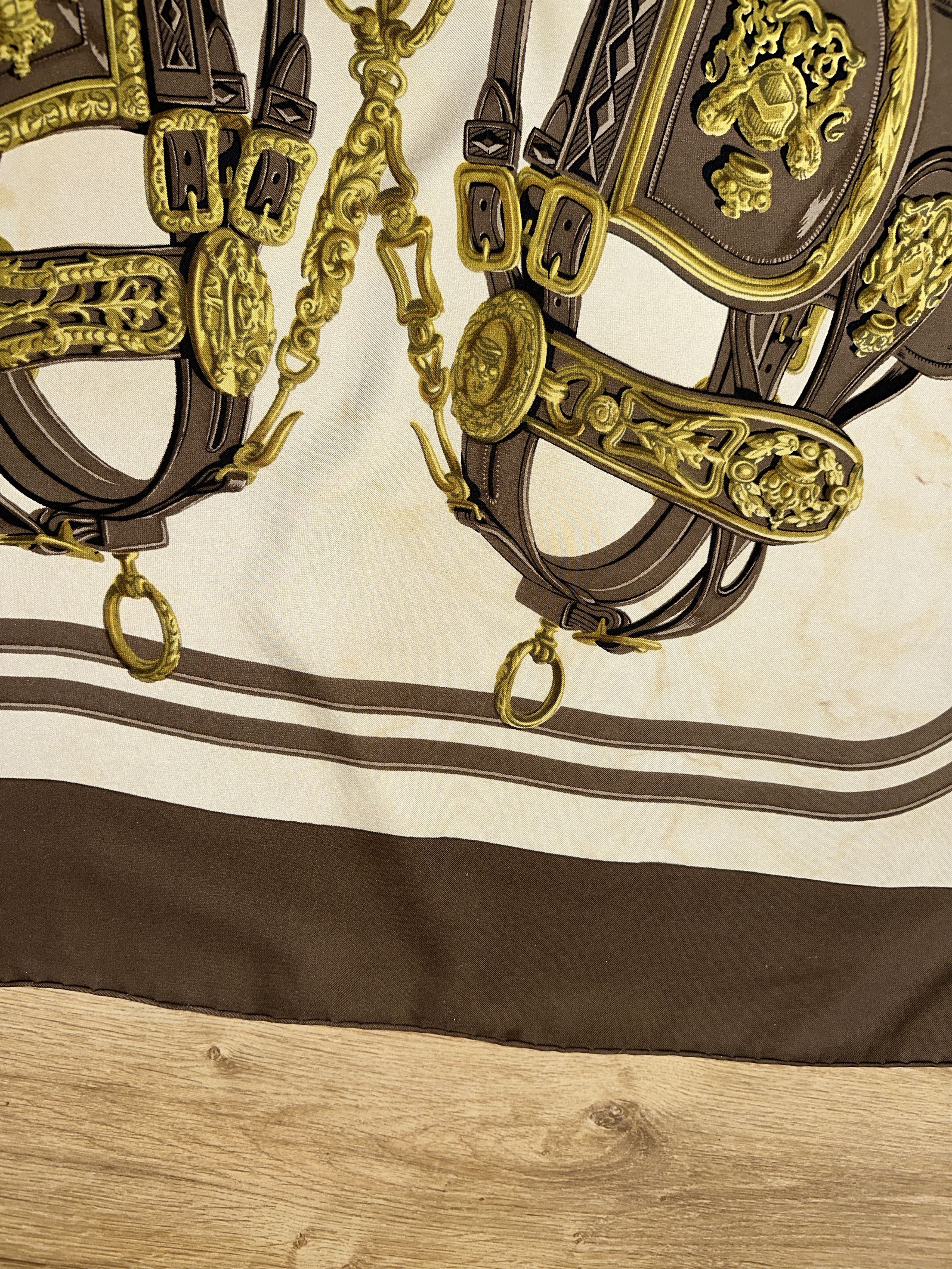 Hermes Hermès Brides de Gala Silk Scarf 90cm Brown Gold France Size ONE SIZE - 11 Thumbnail