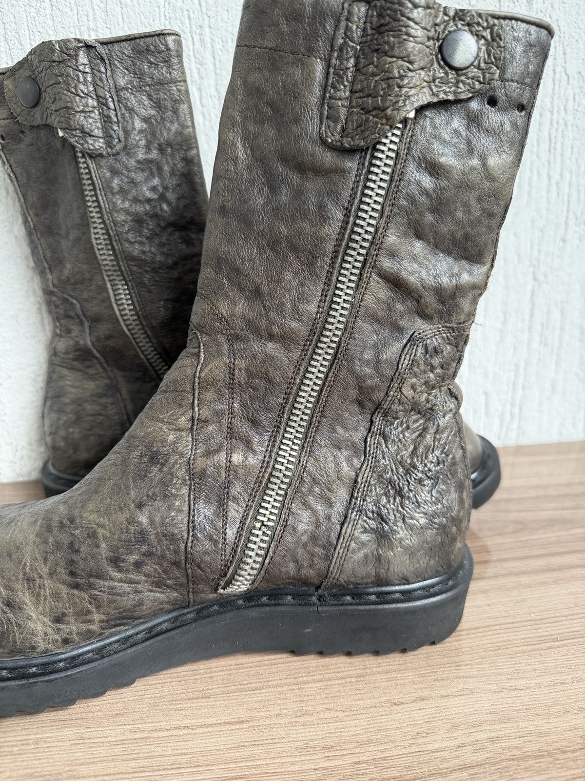 Rick Owens Dust AW12 crinkled leather creeper boot Size US 8.5 / EU 41-42 - 17 Thumbnail