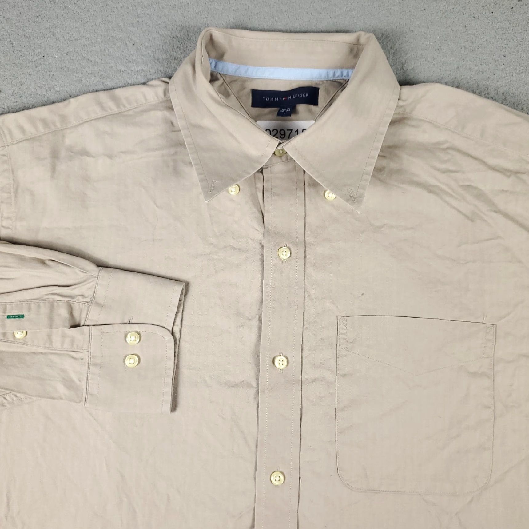 Tommy Hilfiger Tommy Hilfiger Button-Up Shirt Mens Large Beige Long Sleeve Casual Preppy Size US L / EU 52-54 / 3 - 2 Thumbnail