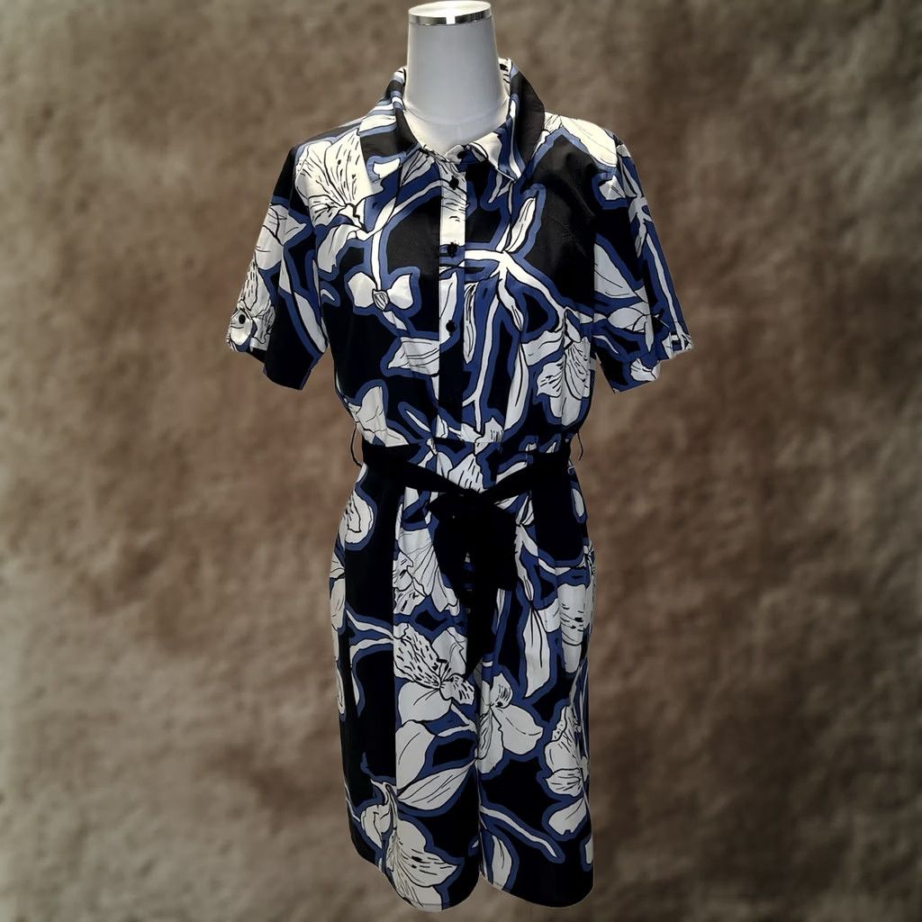 Vintage VINTAGE La Fee Maraboutee Floral Design Button Down Shirt Dress Sz 42FR/8US Blue Size M / US 6-8 / IT 42-44 - 1 Thumbnail
