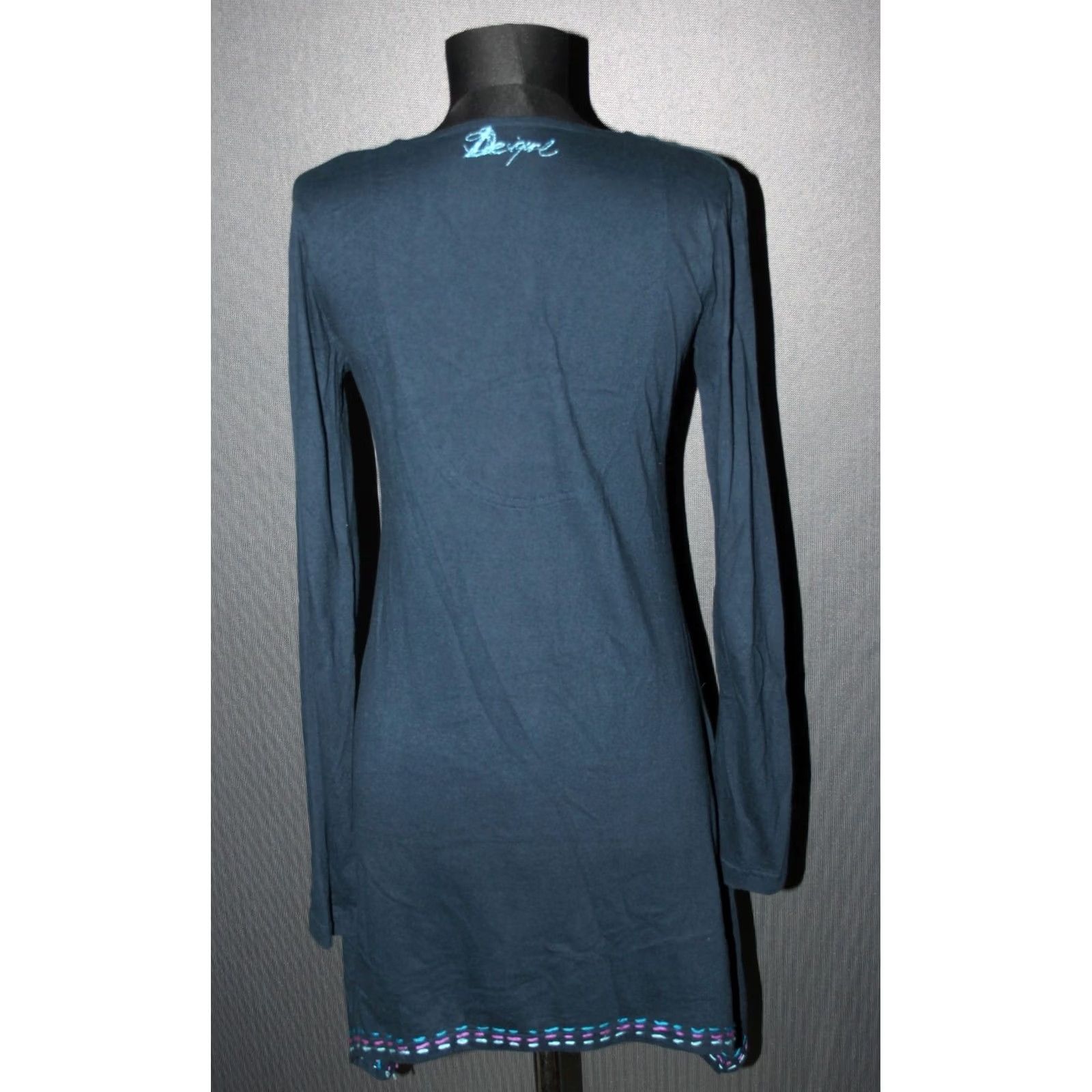 Desigual Desigual womens dress Dark Blue M Tunic/Smock Midi Multicoloured Size M / US 6-8 / IT 42-44 - 4 Thumbnail
