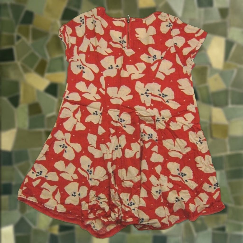 Vintage Silence + Noise 100% Rayon Red Blue Ivory Floral Tunic Sheath Dress Women Small Size S / US 4 / IT 40 - 1 Thumbnail