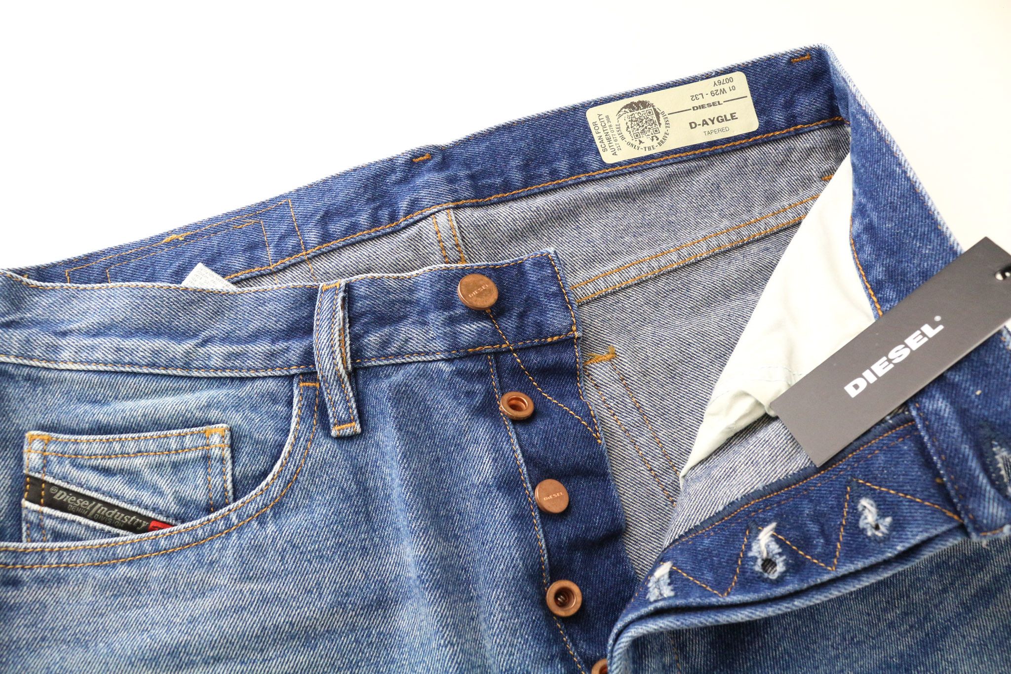 Diesel D-AYGLE 0076Y W29/L32 Blue Tapered Jeans 74361 Size US 29 - 6 Thumbnail