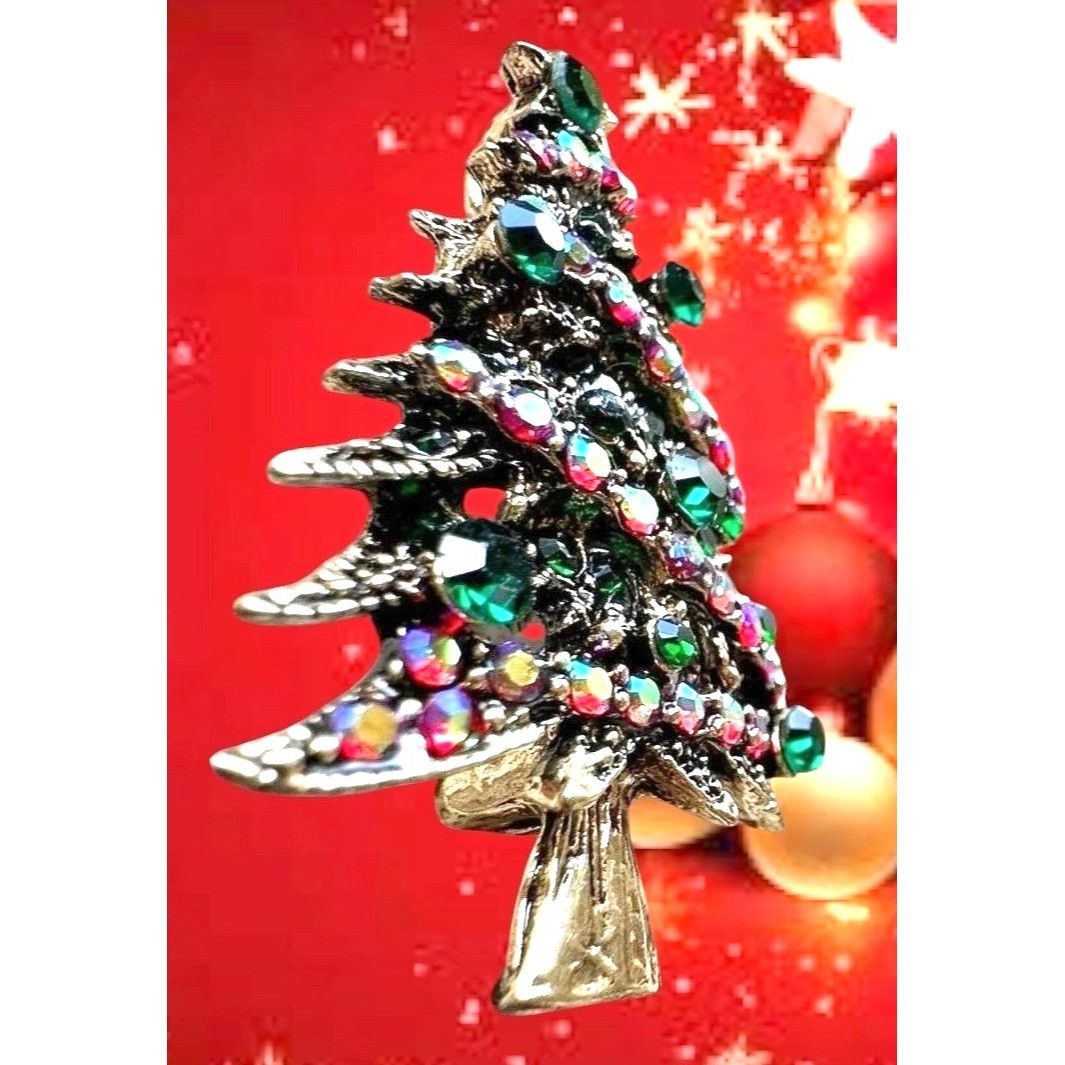 Handmade Christmas in Dixie Brooch Pin New Topaz Garland Garnet Green Size ONE SIZE - 6 Thumbnail
