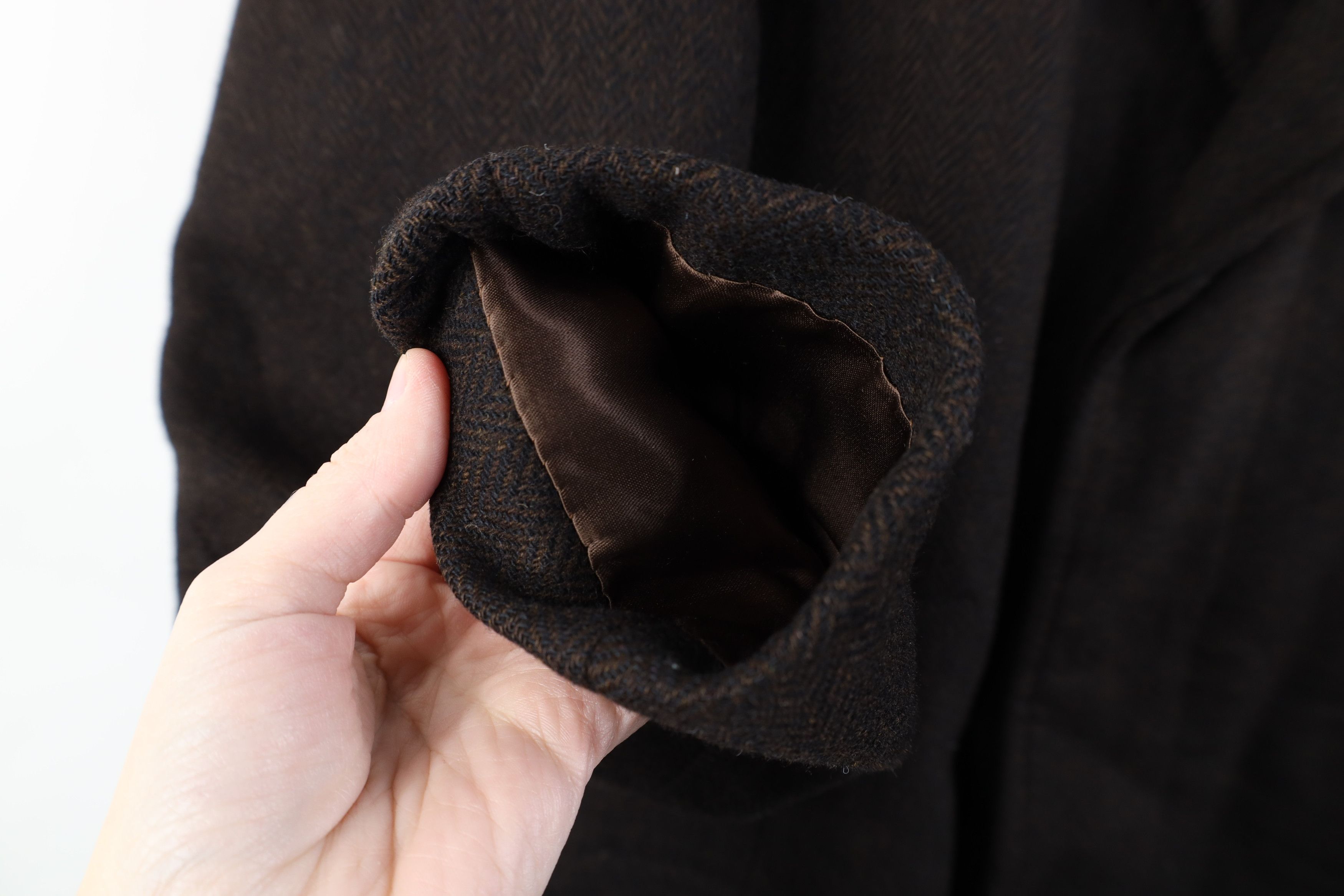 Vintage Vintage 50s Bespoke Herringbone Overcoat Jacket Brown USA Size US XL / EU 56 / 4 - 6 Thumbnail