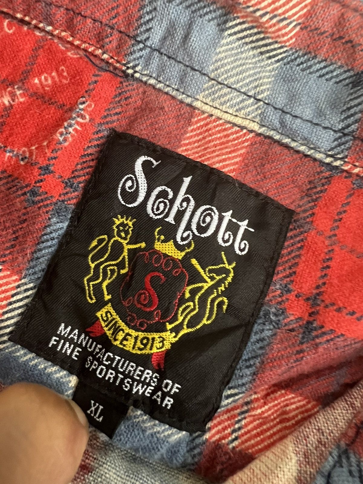 Schott OG Schott Bros NY "Leather Clothing" Durable Worker Flannel Size US L / EU 52-54 / 3 - 11 Thumbnail
