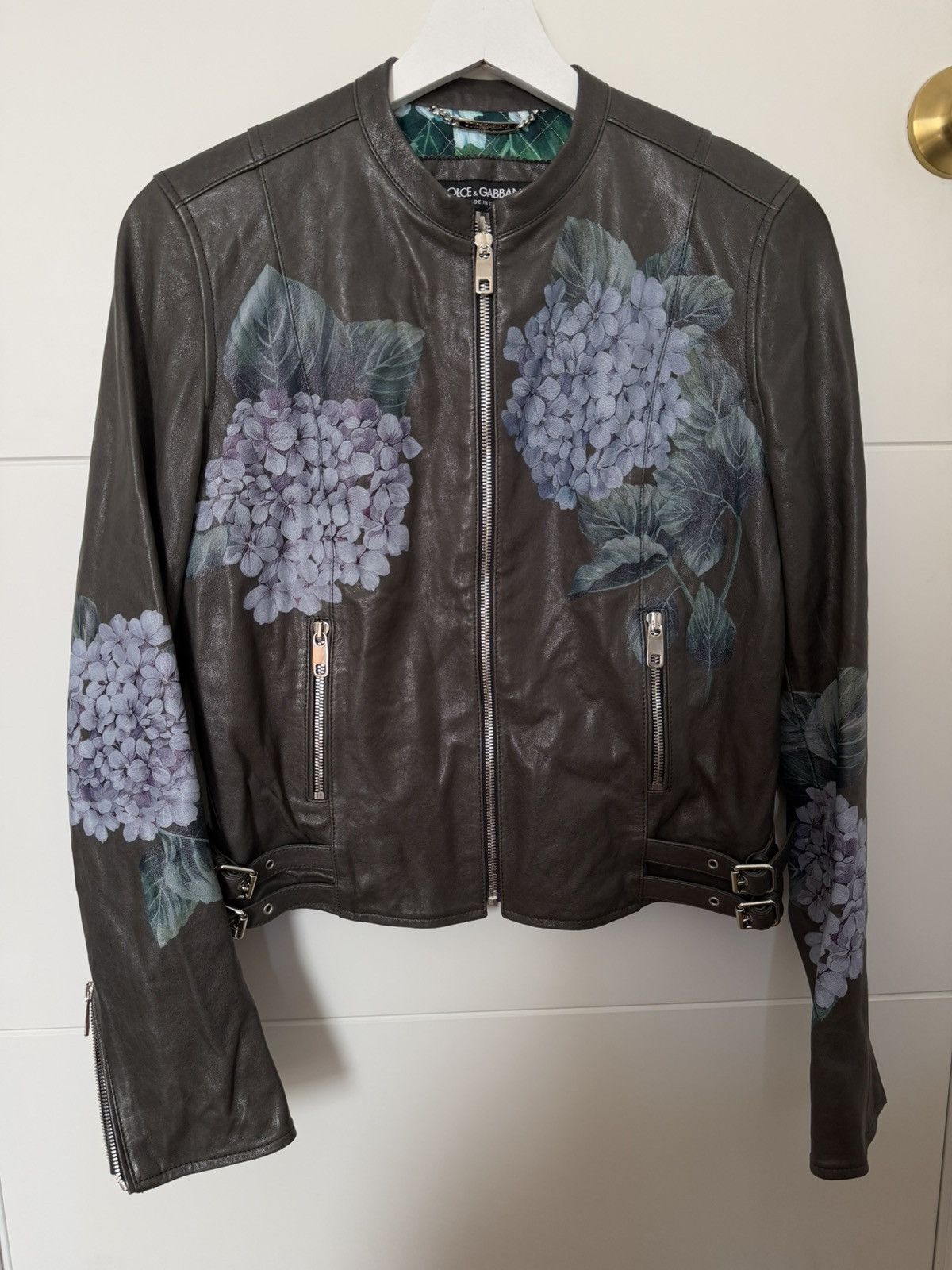 Dolce & Gabbana Dolce & Gabbana Hydrangea Leather Biker Jacket IT 40 (S/M) Size M / US 6-8 / IT 42-44 - 1 Thumbnail