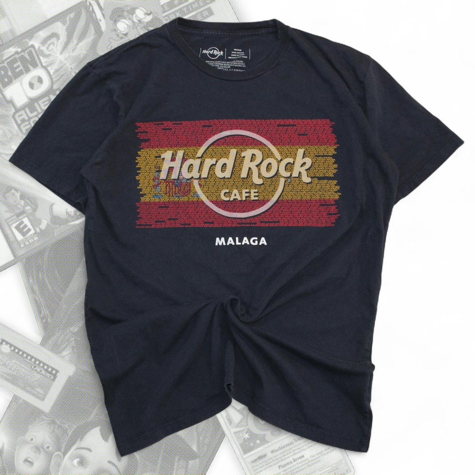 Hard Rock Cafe Y2K Navy Blue / Black Hard Rock Cafe Malaga Flag Graphic Tee Size US M / EU 48-50 / 2 - 1 Thumbnail