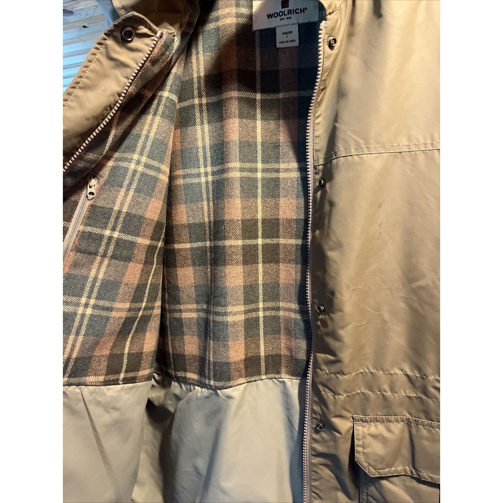 Woolrich Woolen Mills Woolrich Women L Brown Long Sleeve Full Zip Wool Line Jacket Size L / US 10 / IT 46 - 7 Thumbnail