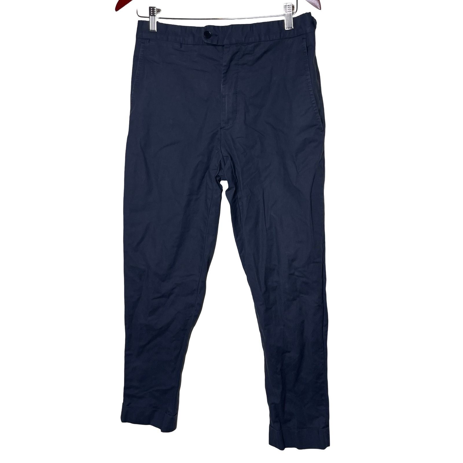P. Johnson P. Johnson X Sartoria Carrara Flat Front Cotton Trousers Nav Size US 30 / EU 46 - 1 Thumbnail