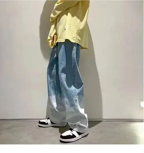 Japanese Brand Men's Fashion Casual Retro Gradient Baggy Jeans Size US 29 - 1 Thumbnail