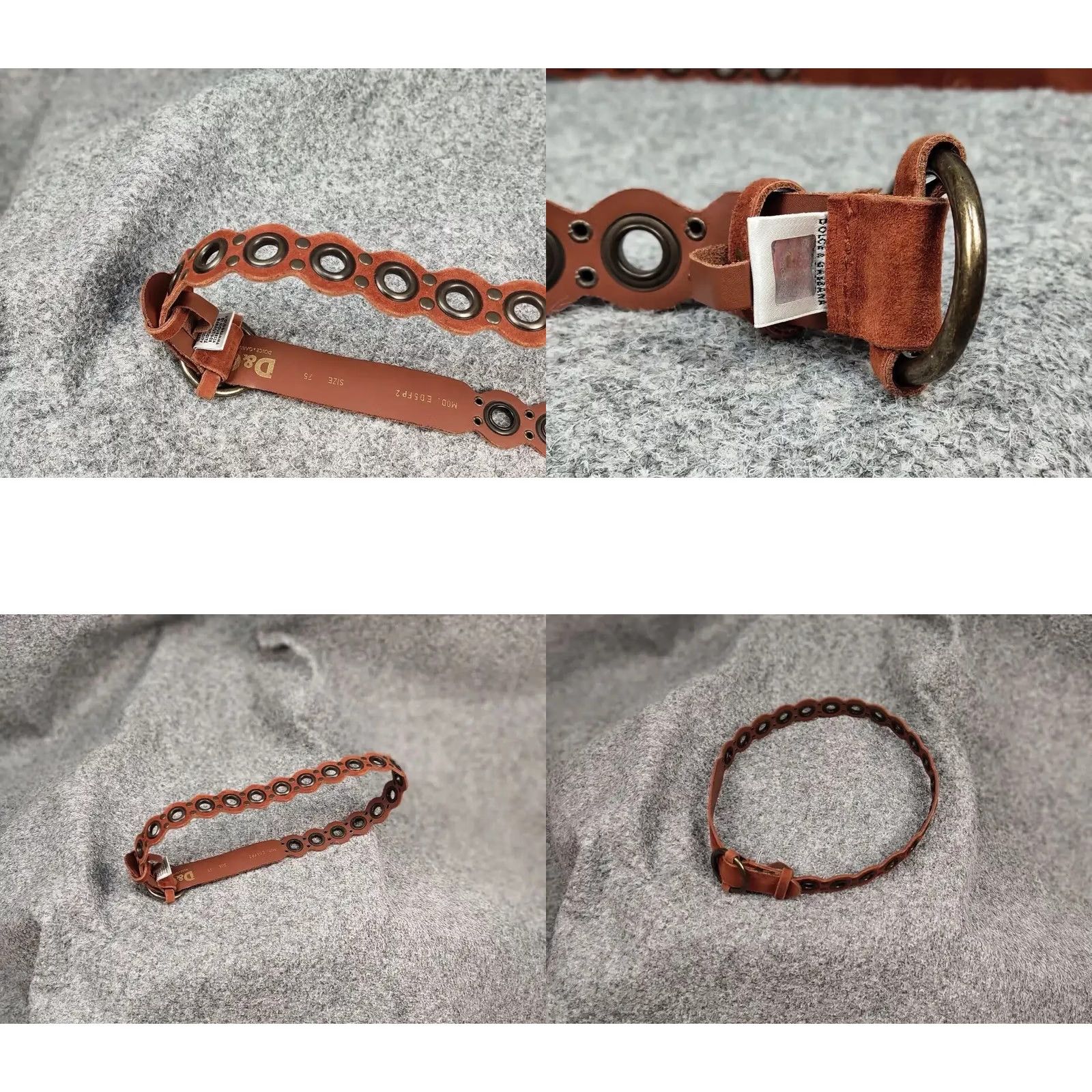 Vintage VINTAGE Dolce & Gabbana Perforations Leather Belt Women Regular Size S Brown 90s Adjustable Belt Size ONE SIZE - 8 Thumbnail