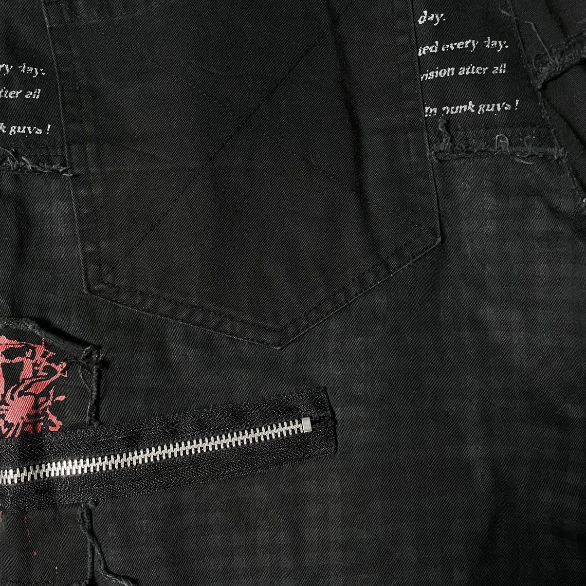 If Six Was Nine × Japanese Brand × Yasuyuki Ishii 🇯🇵☠️ MAD PUNK WORDING PATCHES SEDITIONARIES PUNK GOTHIC PANTS Size US 29 - 21 Thumbnail